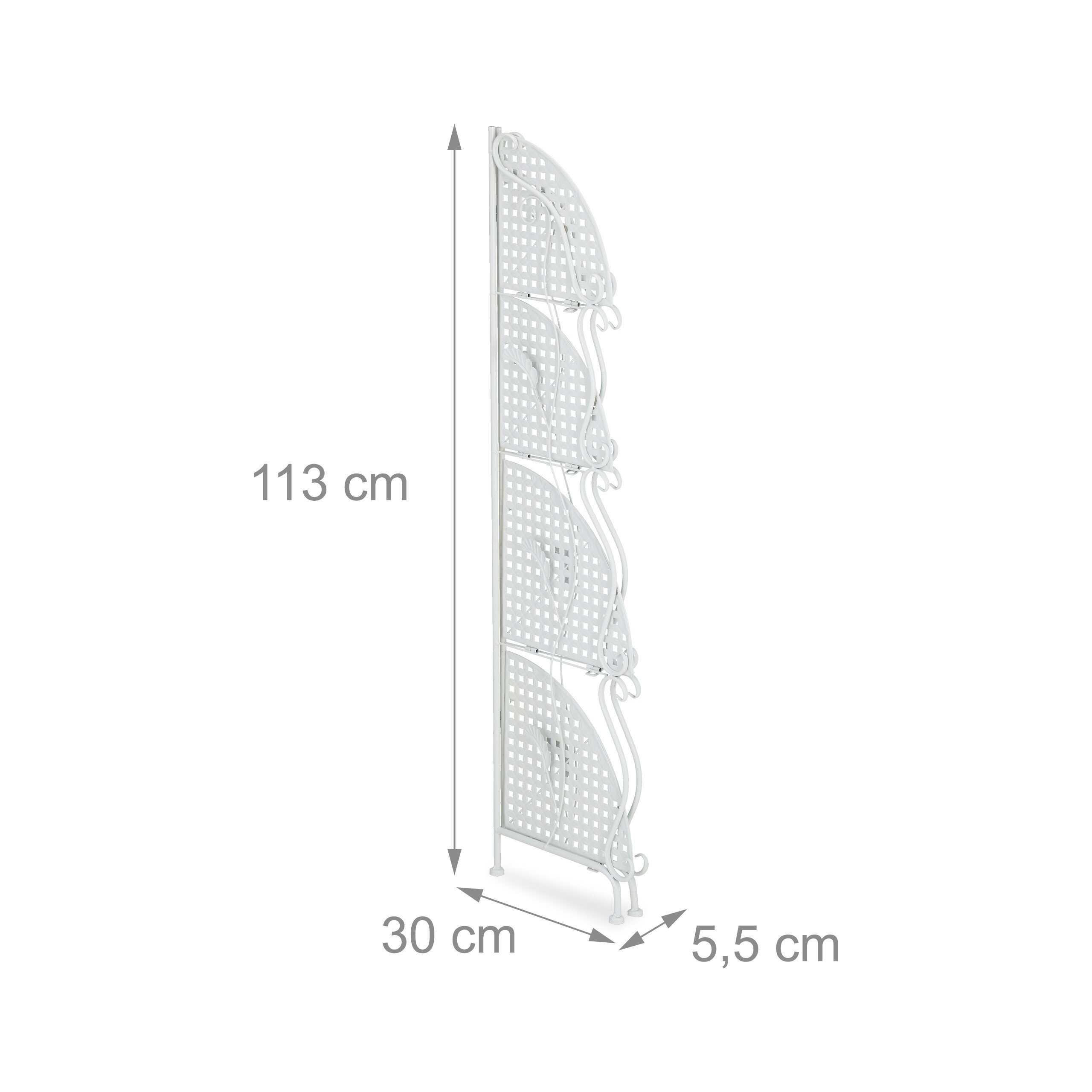 relaxdays Eckregal Weißes Eckregal aus Metall mit 4 Ablagen