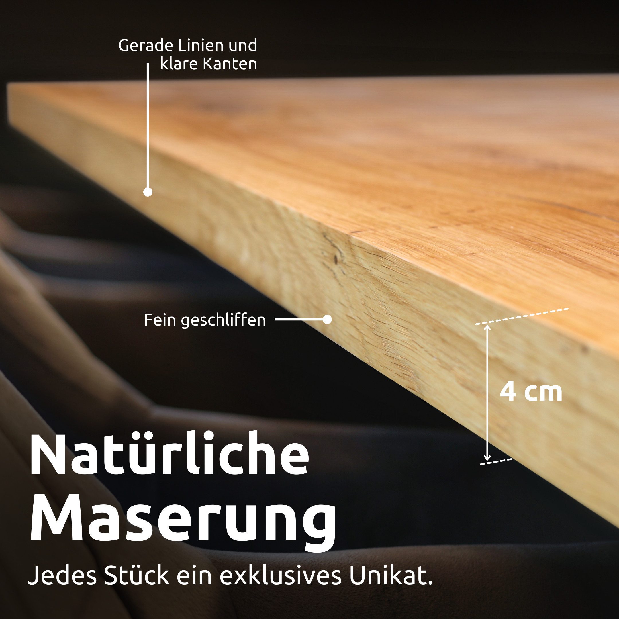 holz4home® Esstisch Massivholztisch aus Eiche I Küchentisch aus Echtholz, K günstig online kaufen