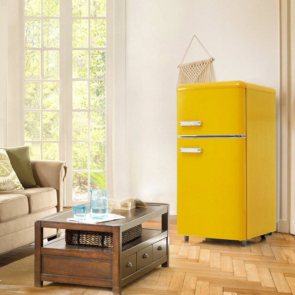 Ulife Kühlschrank BCD-100C, 91 cm hoch, 45 cm breit, Gesamtvolumen 72  Liter, [Energieklasse E], Gelb