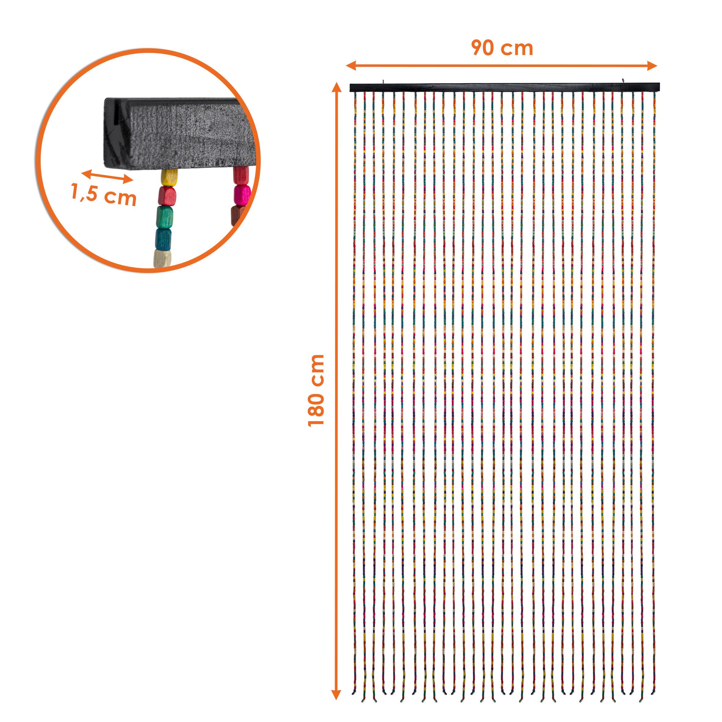 Spetebo Perlenvorhang Dekorativer Türvorhang im Retro Stil mit 31 Strängen 180 x 90 cm (1 St), Hakenaufhängung, halbtransparent, Holz, Holzperlenvorhang im Boho Chic Design