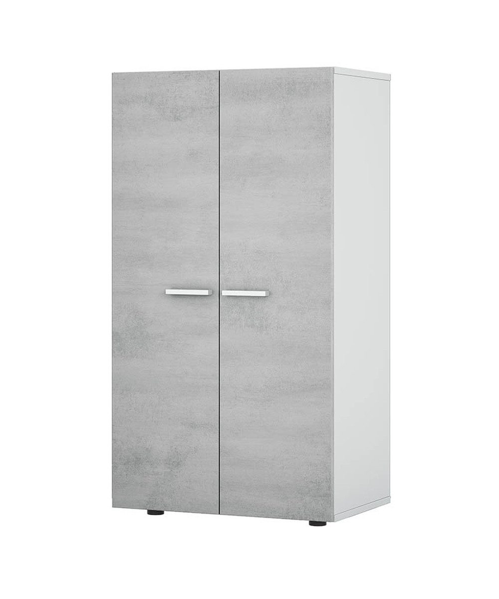 FORES HABITAT Schuhkommode in Weiß/Beton-Grau - 55x103x36 (BxHxT)