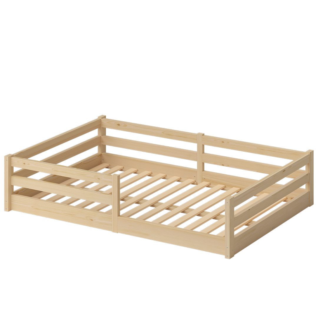 Bellabino Kinderbett Iskri mit Rausfallschutz und Lattenrost (natur, option günstig online kaufen