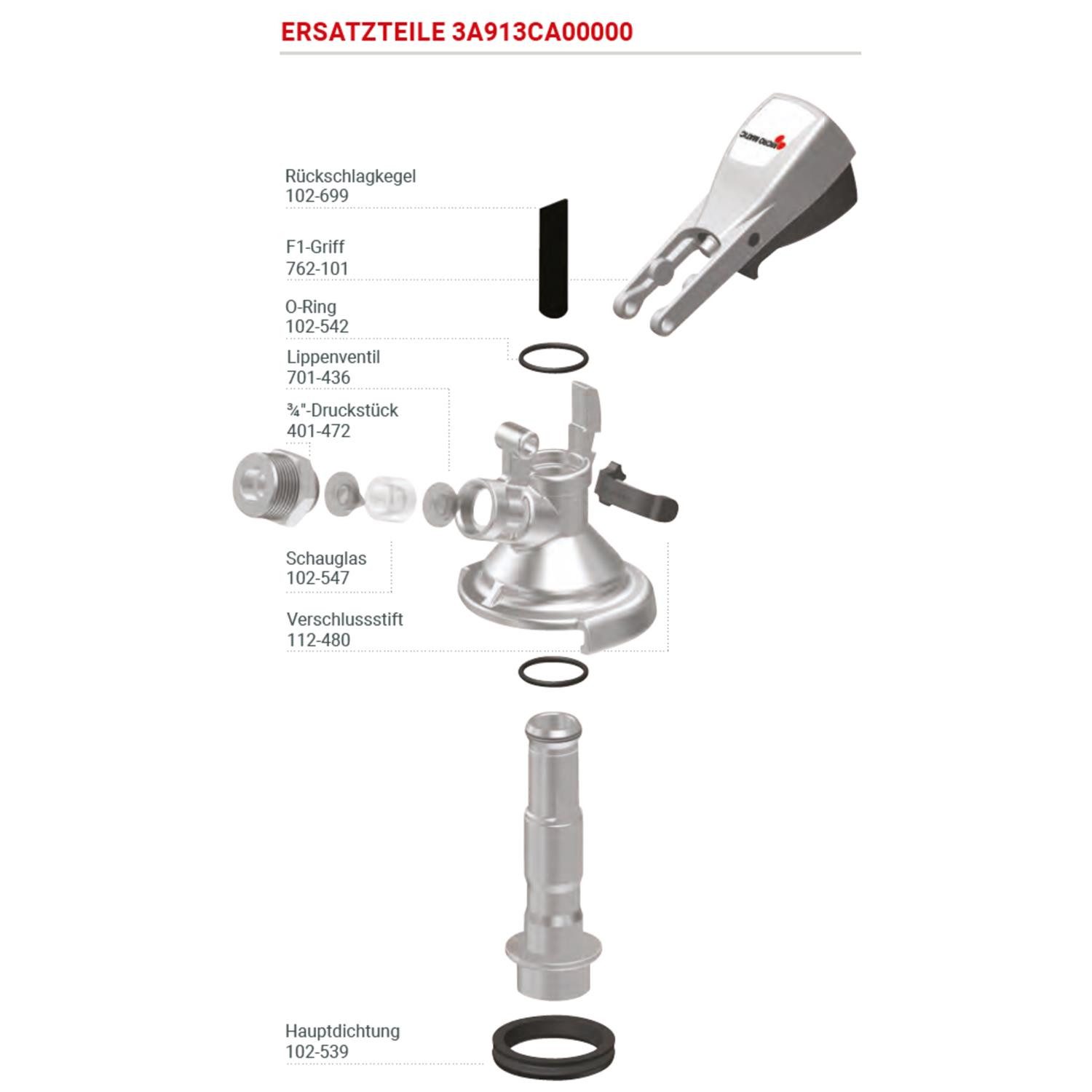 Micro Matic Zapfanlage KEG Zapfkopf - Typ A Anschluss Flach - Flachzapfkopf A-System, Flach Zapfkopf Typ A mit Kelleranstich