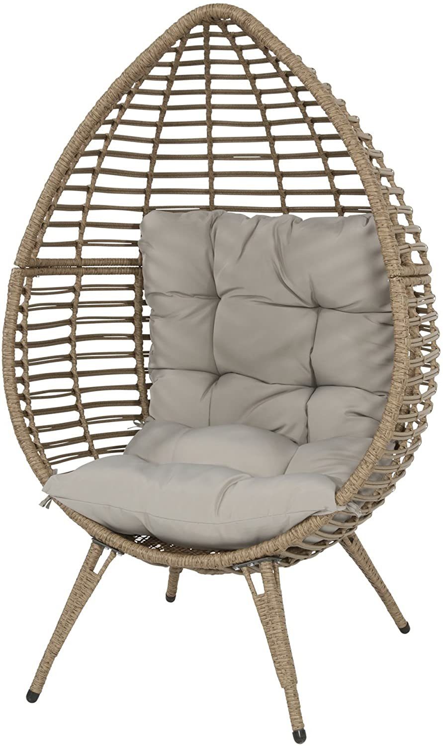 Lesli Living Hängesessel Sessel Stuhl Relax Stuhl Sitzei Stahlgestell braun 99x91x156cm