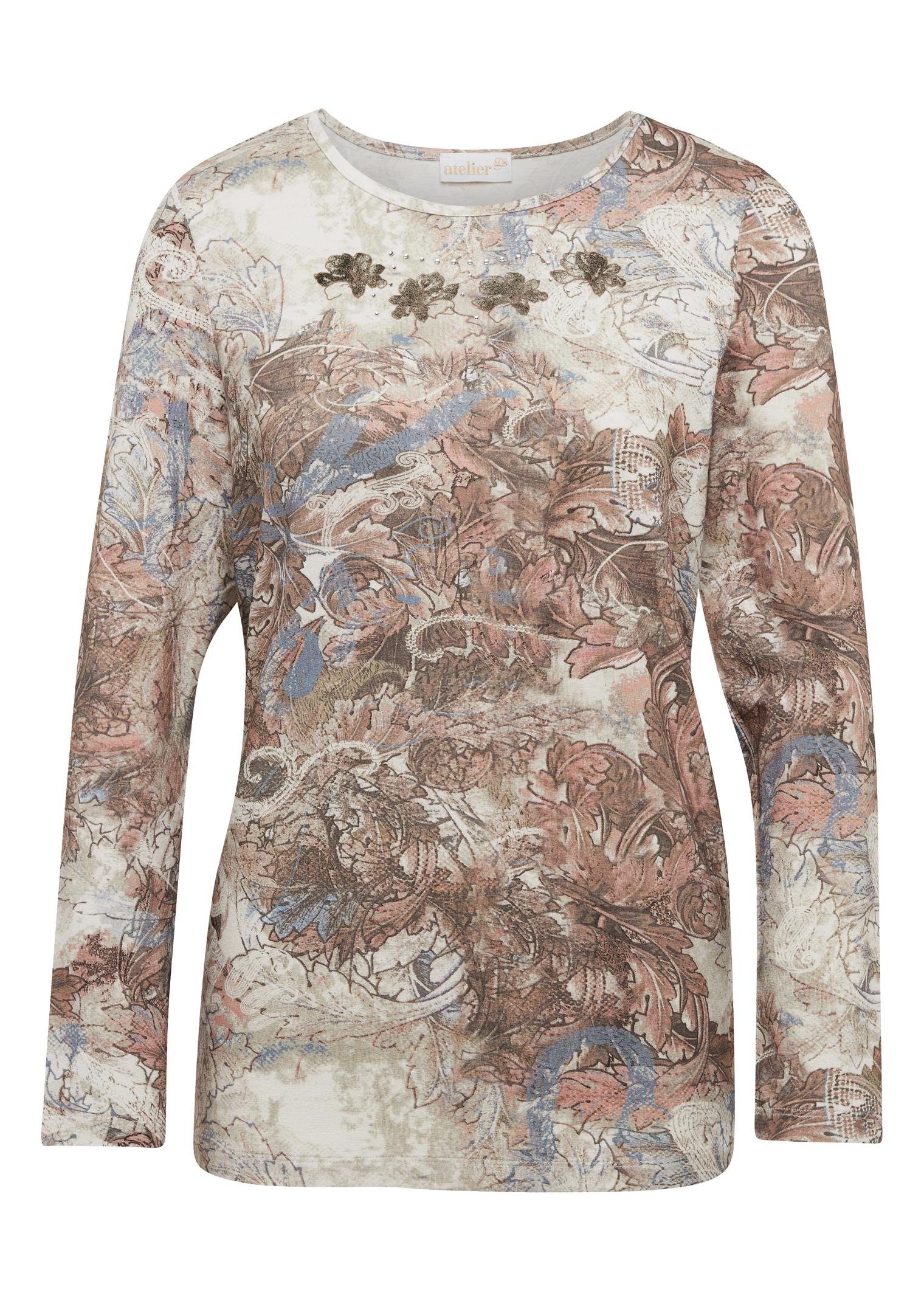 GOLDNER Print-Shirt Hübsches Druckshirt mit funkelnden Ziersteinchen
