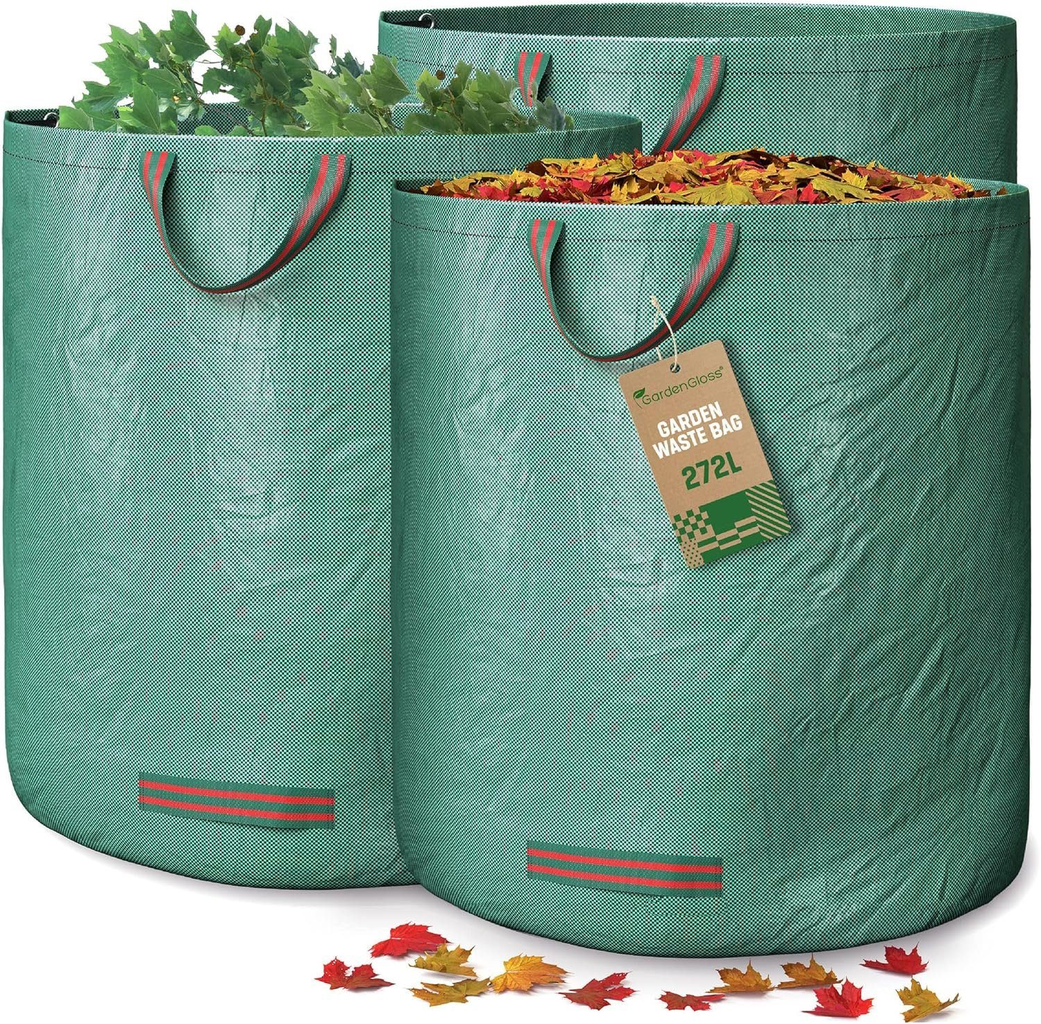 Gartensack Gartenabfallsäcke 272L - UV-Stabil, Wasserabweisend, Wiederverwendbar