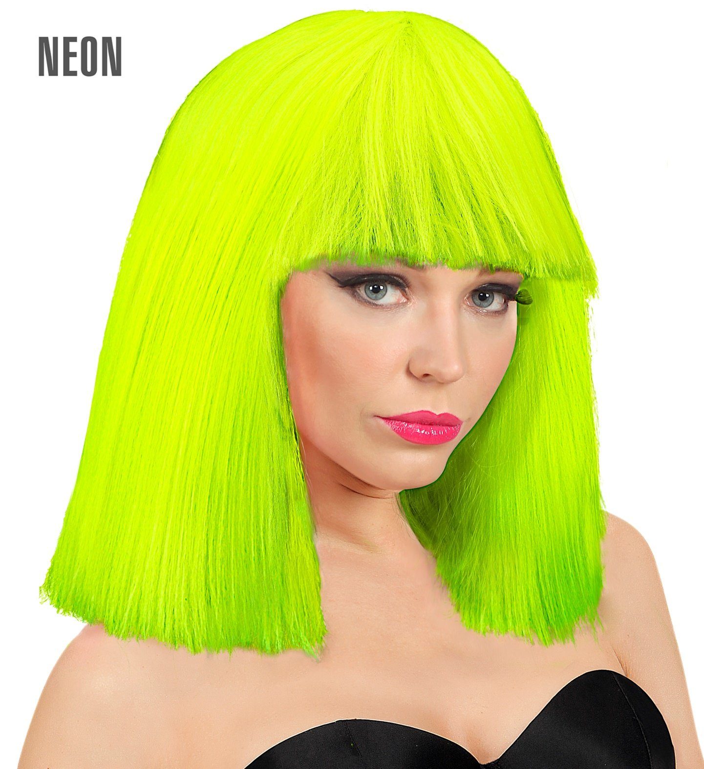 Kostüm-Perücke Damen Longbob Perücke 'Showgirl', Neon Gelb