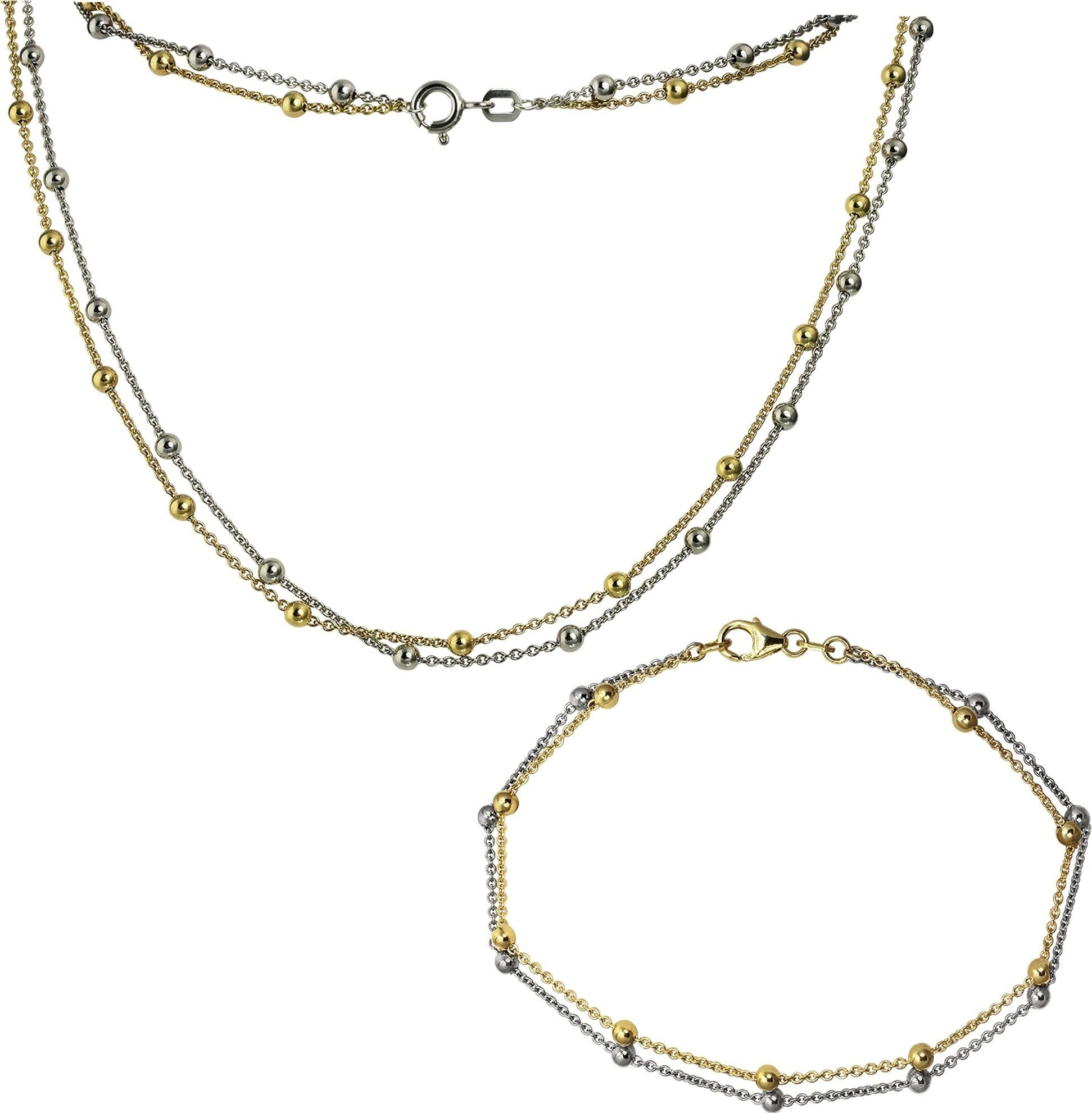 SilberDream Schmuckset SilberDream Kugeln Kette und Armband gold (2-tlg., Schmucksets), Damen Schmucksets aus 925 Sterling Silber, vergoldet (Gelbgold 333), F