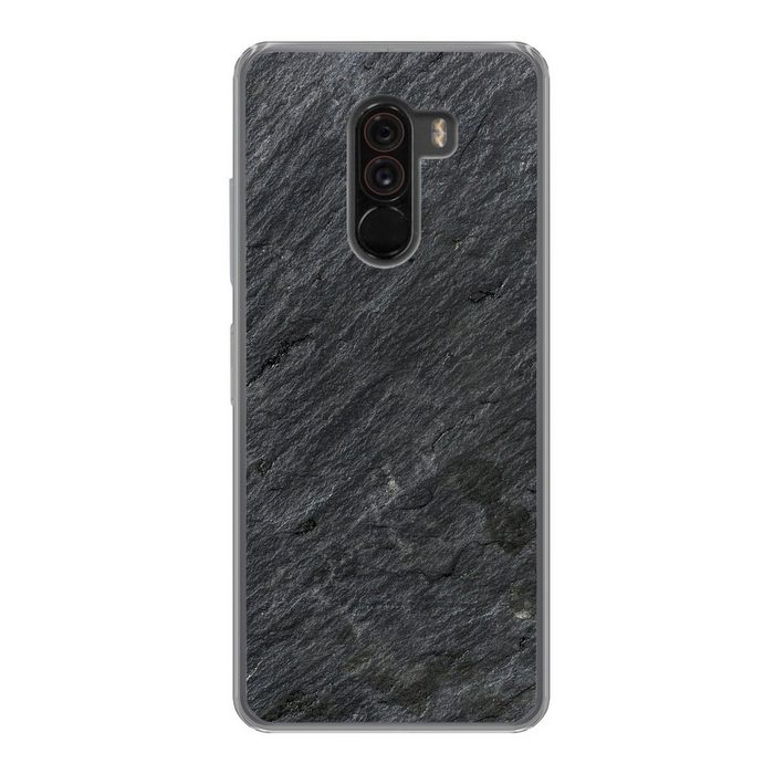 MuchoWow Handyhülle Naturstein - Industriell - Schiefer - Strukturiert - Grau Phone Case Handyhülle Xiaomi Pocophone F1 Silikon Schutzhülle