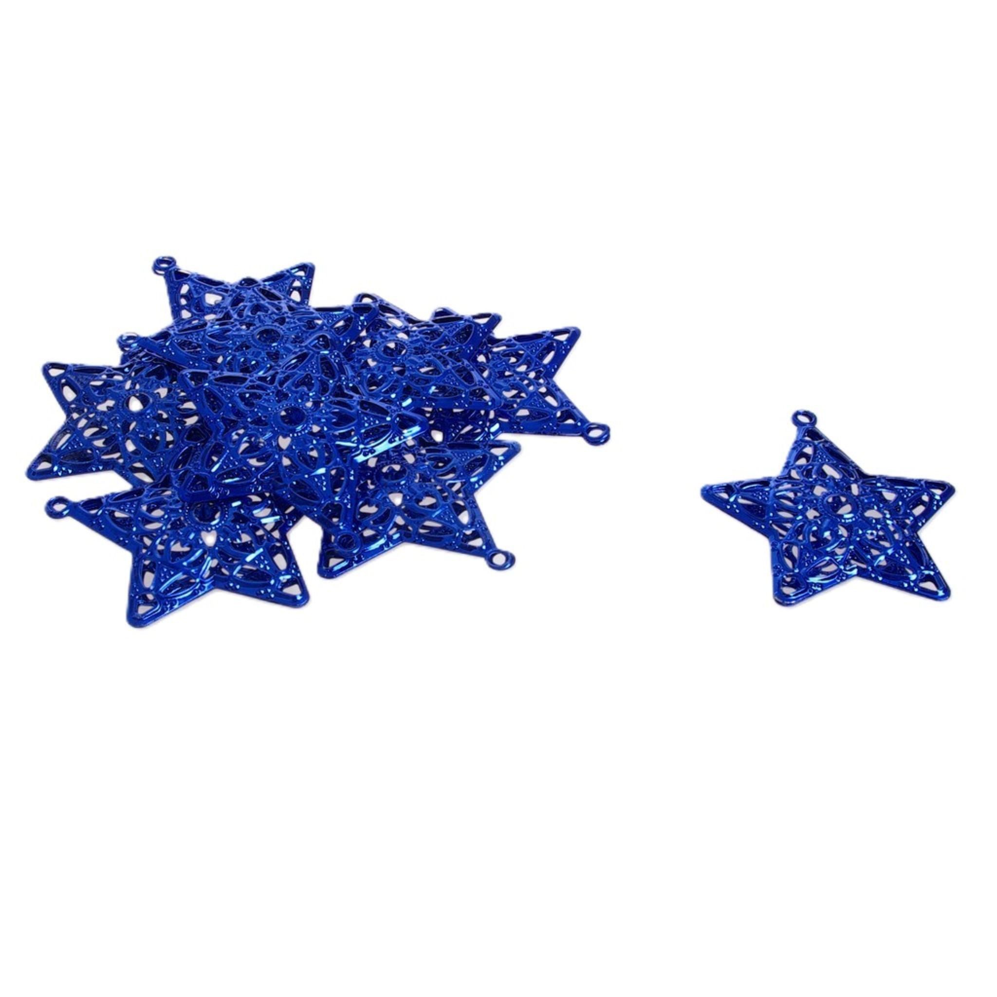 Deko AS Christbaumschmuck Metallsterne zum Hängen - blau - 6 cm - 12 Stück - 92016 70, strapazierfähig