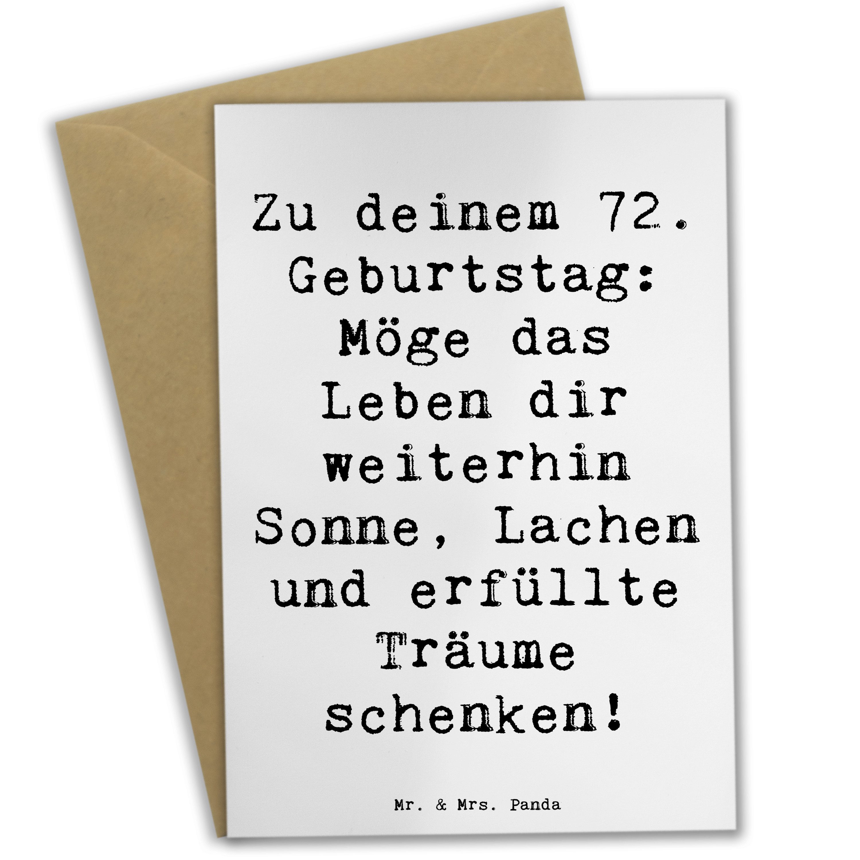 Grußkarte Spruch 72. Geburtstag - Weiß - Geschenk, herzliche Glückwünsche, Alle