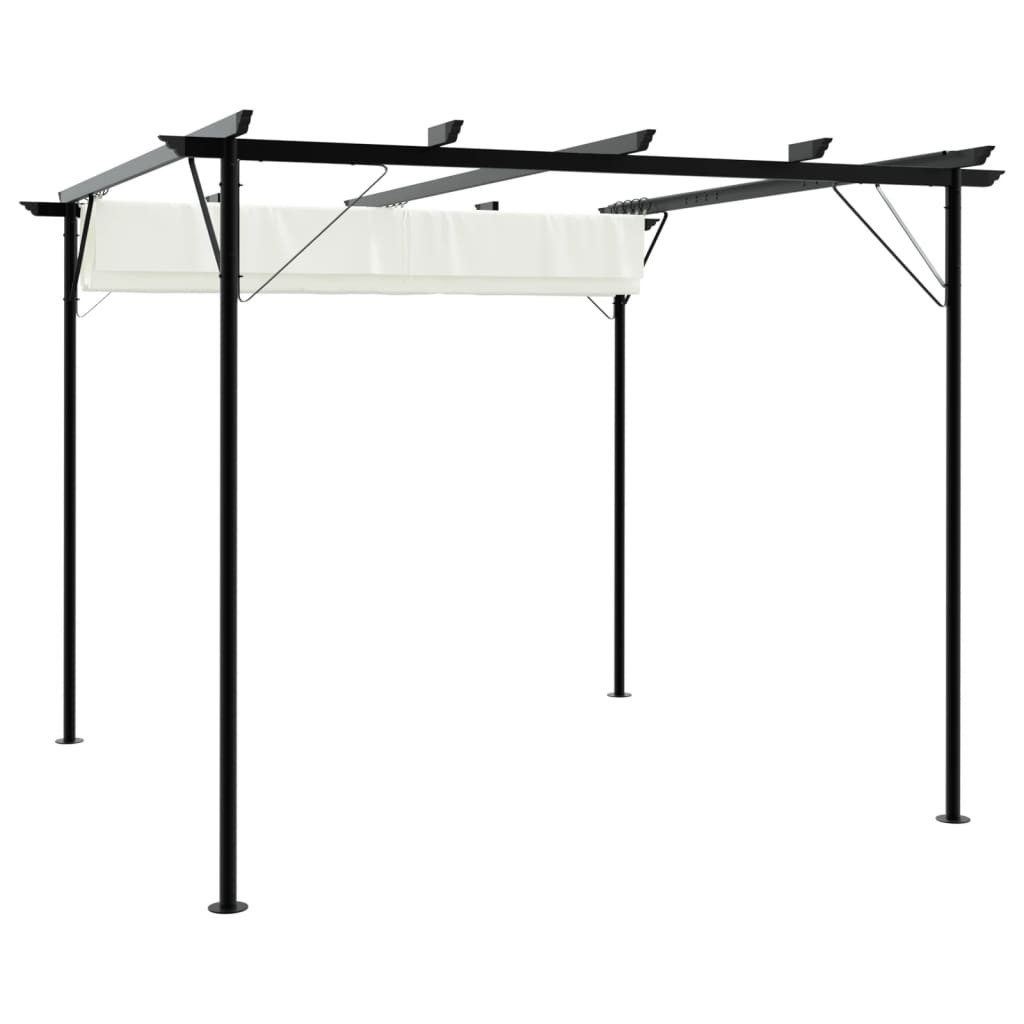 vidaXL Pergola Pergola mit Versenkbarem Dach Cremeweiß 3x3 m Stahl, BxTxH: 300x300x225 cm, (1-tlg)