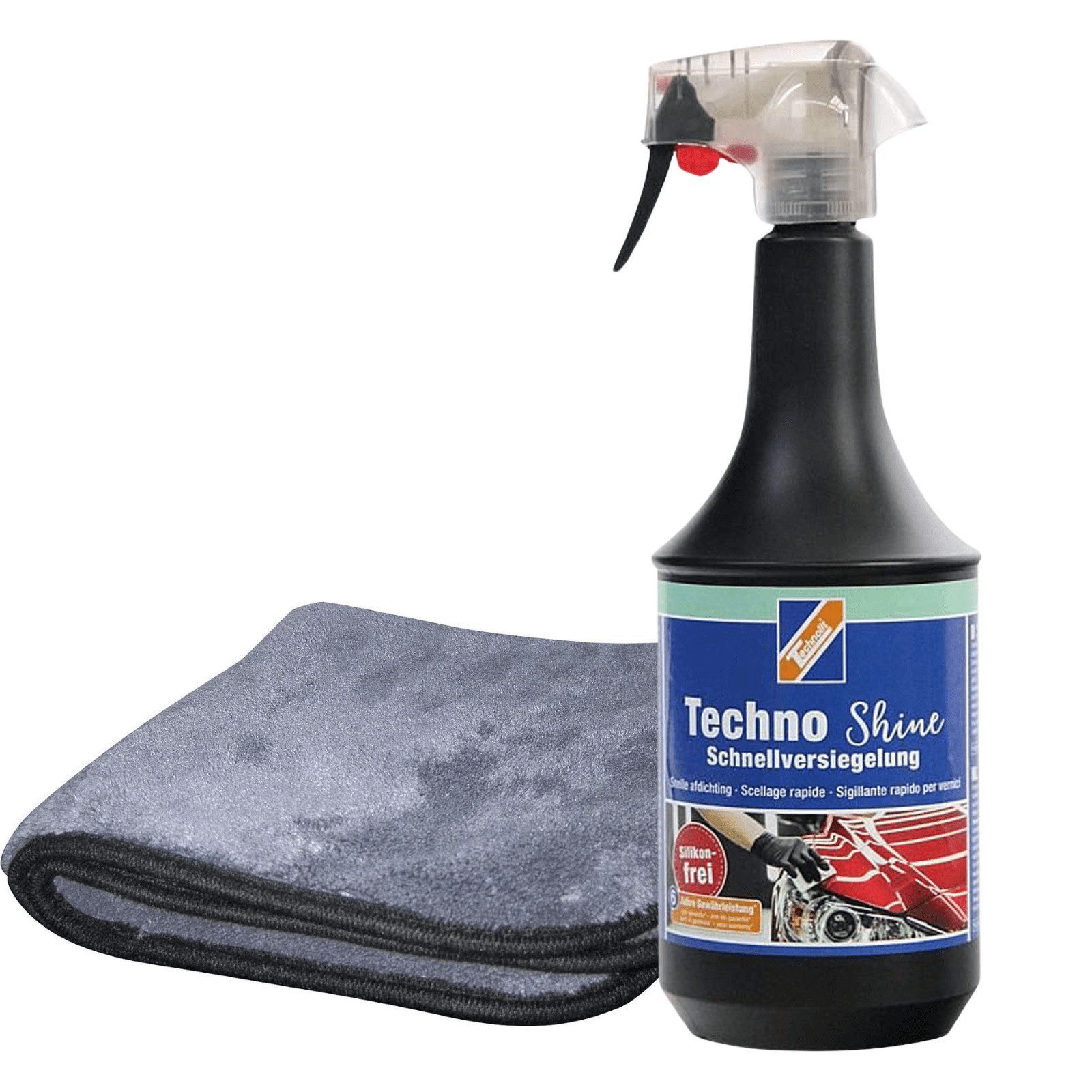 Lackversiegelung Techno Shine 1L + Poliertuch, Autopolitur, Autowachs Pflegeset