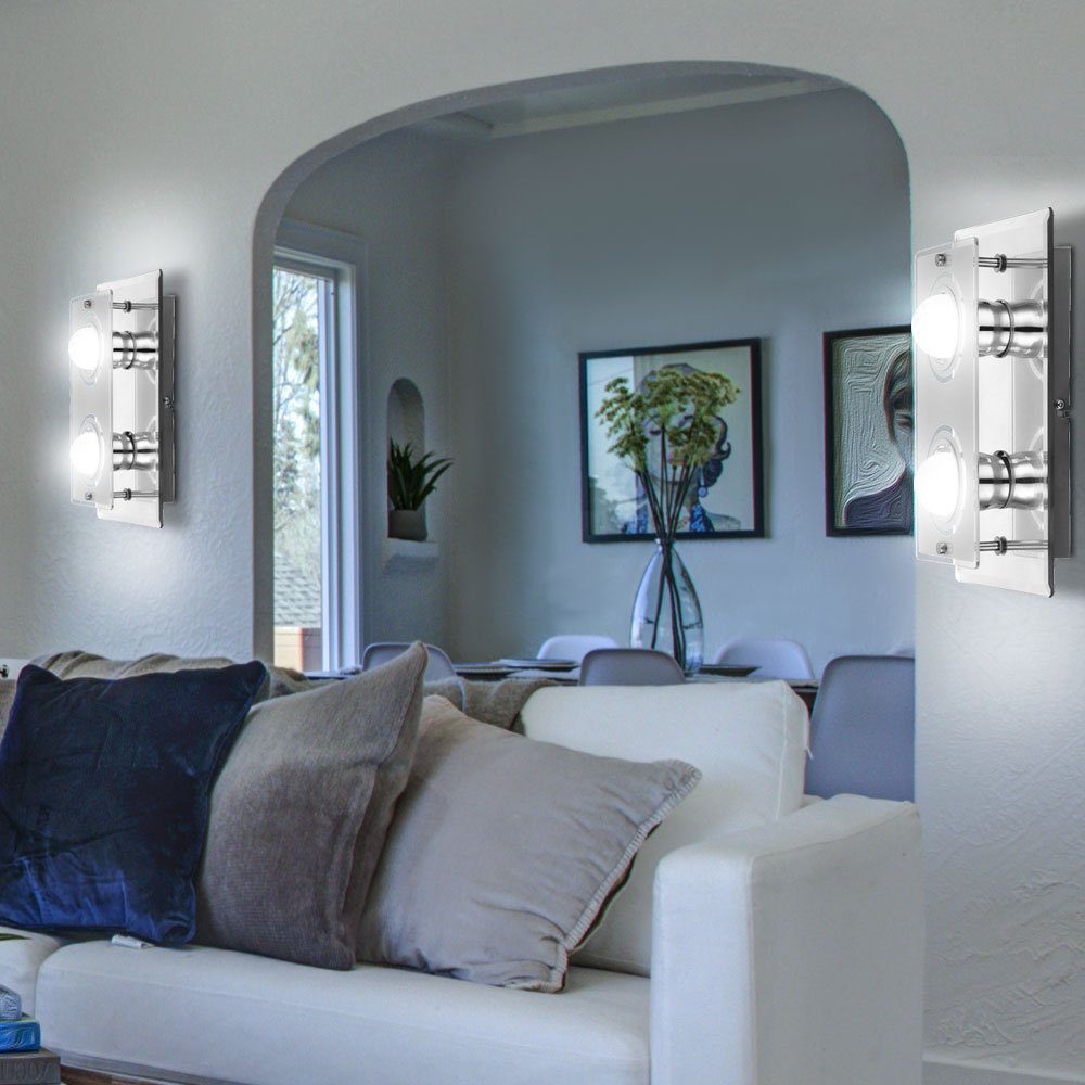 etc-shop LED Wandleuchte, Leuchtmittel inklusive, Warmweiß, Wandlampen Wohnzimmer Wandleuchte Wandlampe Glas satiniert