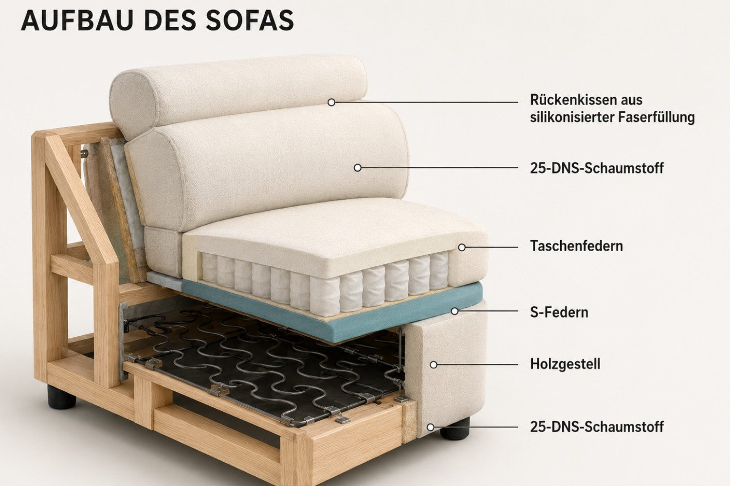 Pointhome Sofa Polstergarnitur 3-2-1 Wohnzimmer Set (3 + 2 Sitzer Sofa + 1 Sessel), 3-2-1 Set – Bild 5 von 5