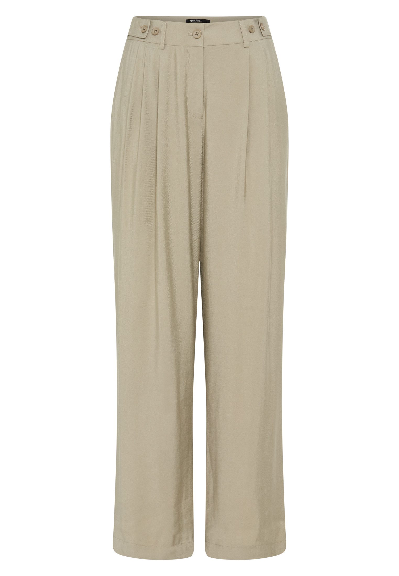 MARC AUREL Jerseyhose Bundfaltenhose aus Shiny Twill