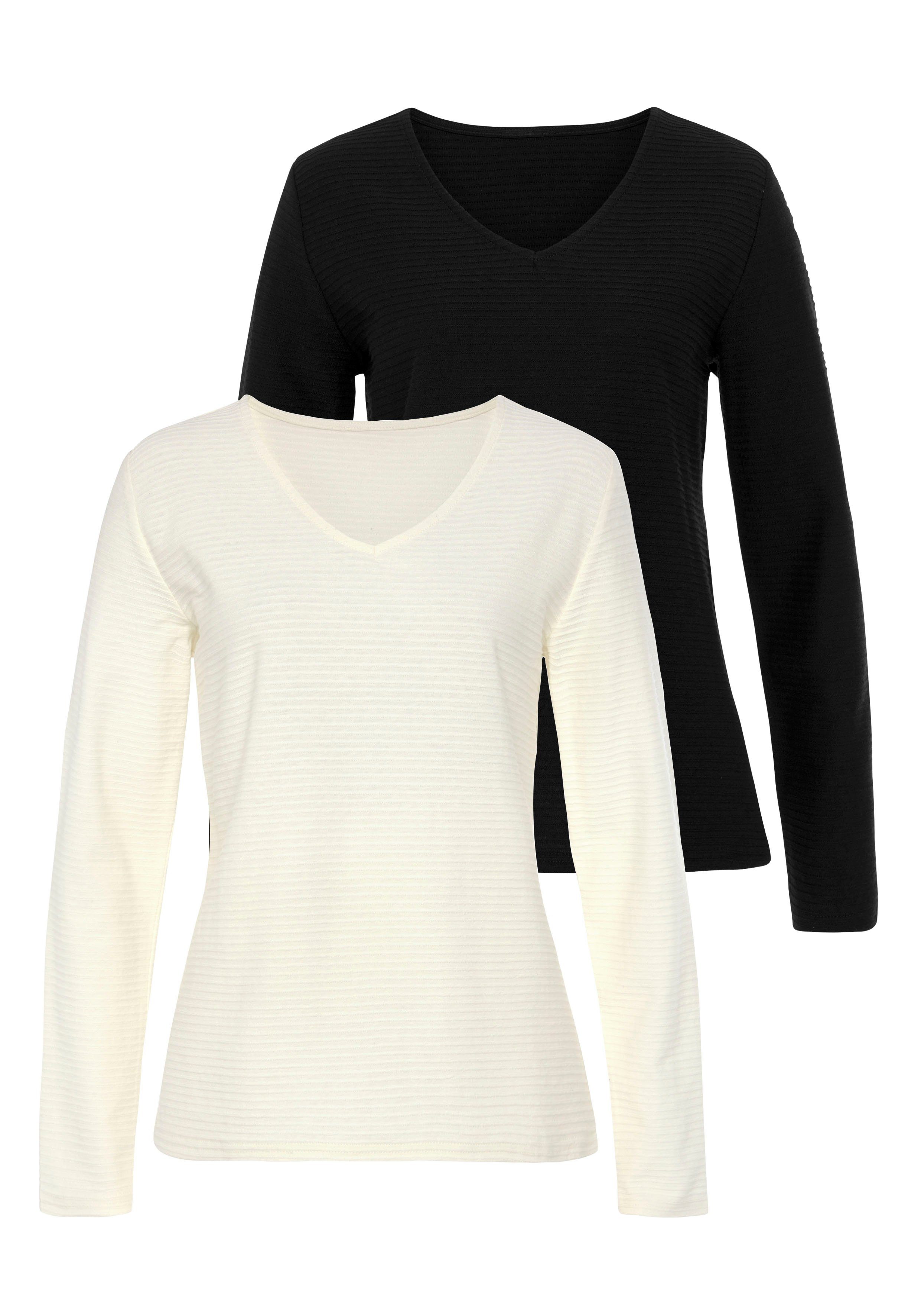 Langarmshirt mit Streifenstruktur