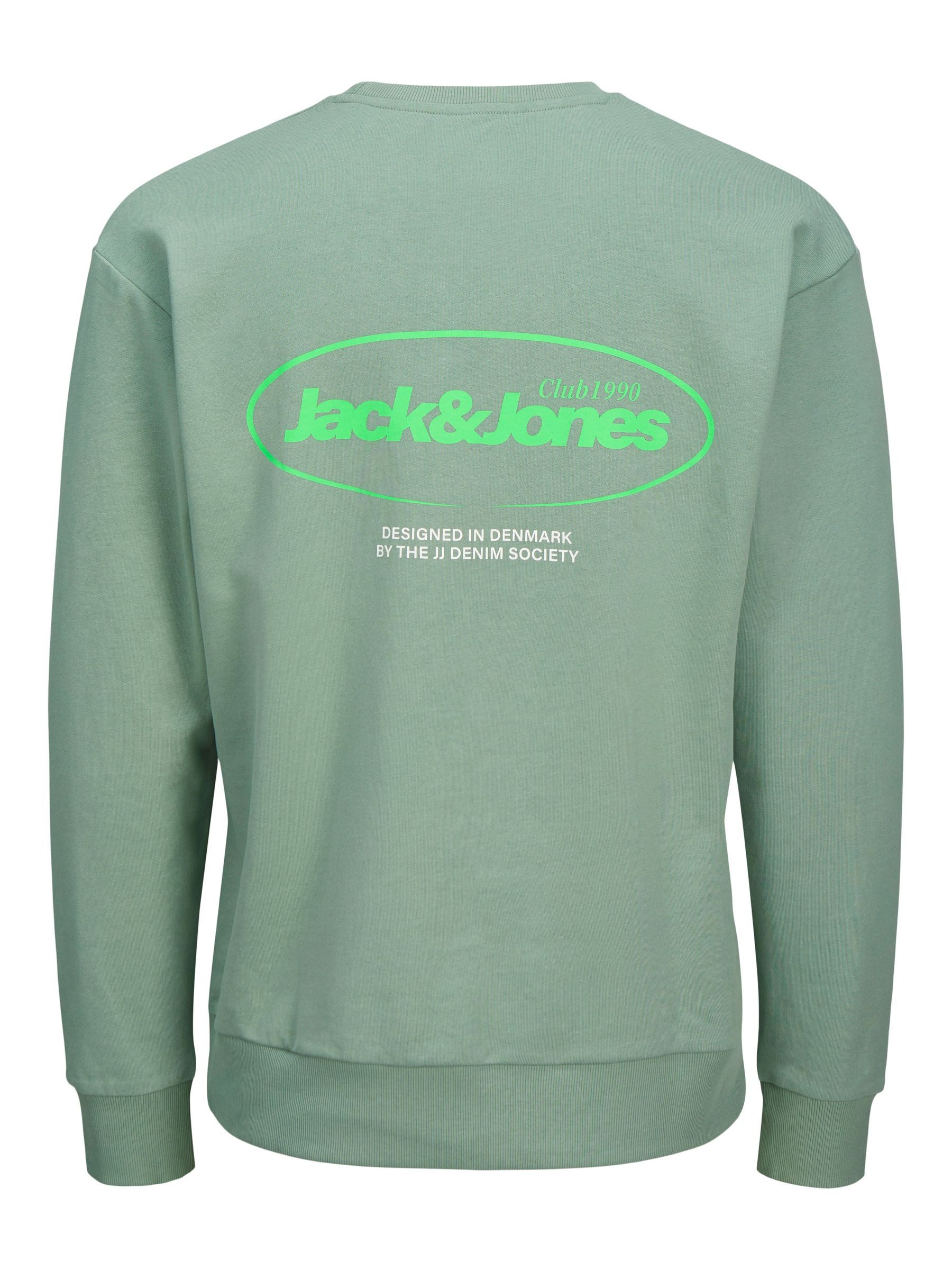 Jack & Jones Sweatshirt Pullover mit Rundhals, Logo Front & Rücken JJEBRADLEY GRAPHIC SWEAT CREW NOOS