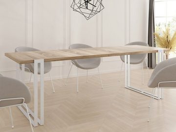 WFL GROUP Esstisch Lilo, Glamour Ausziehbar Tisch im Loft-Stil mit Metallbeinen
