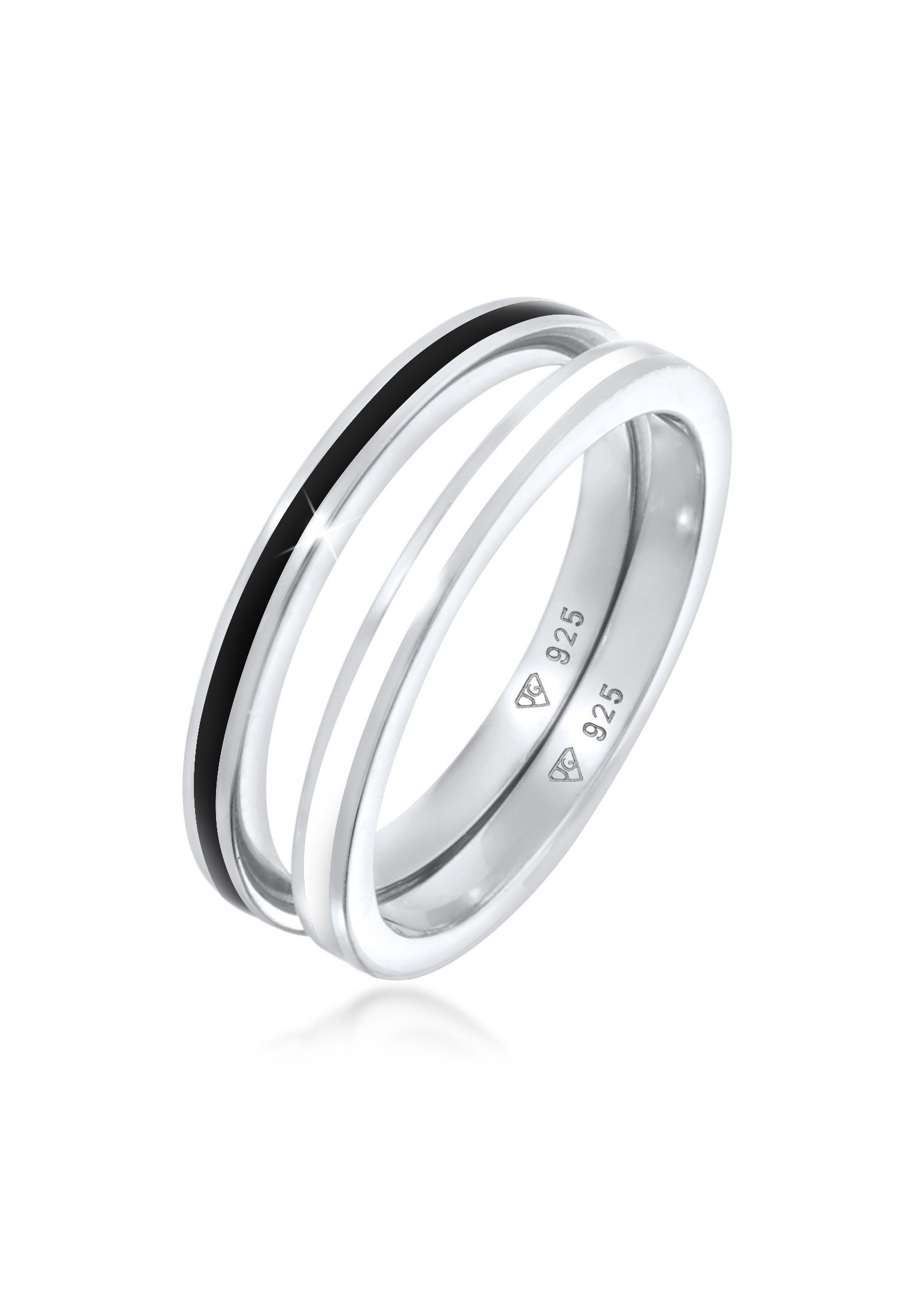 Ring-Set Bandring Basic Emaille 2er Set 925 Silber