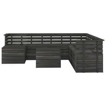 vidaXL Gartenlounge-Set 9-tlg. Garten-Sofagarnitur aus Paletten Kiefernholz Dunkelgrau, (9-tlg)