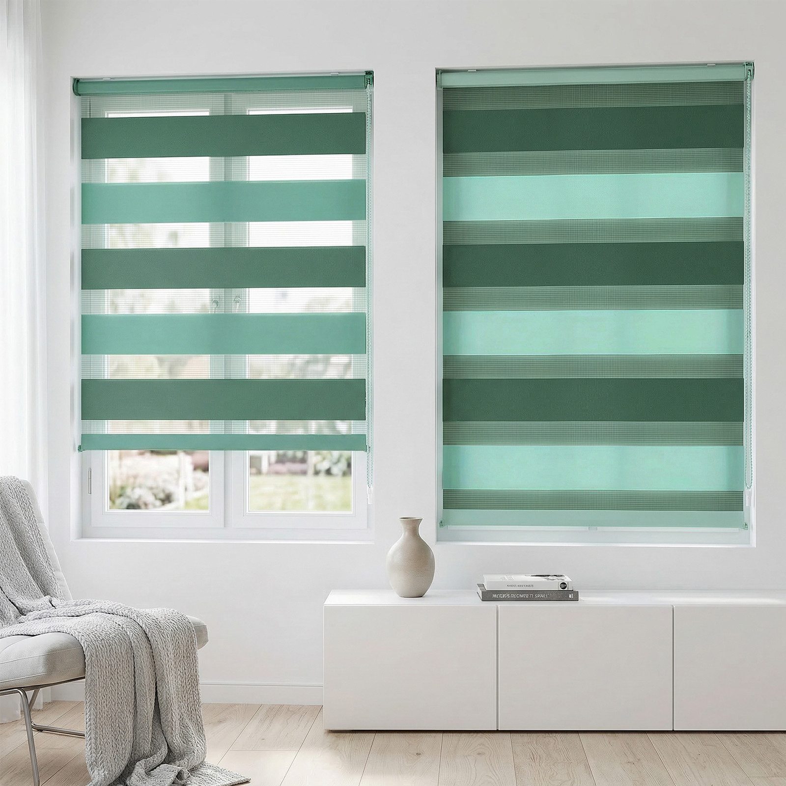 Doppelrollo Duo Rollo Klemmfix ohne Bohren für Fenster Rollos Jalousie Faltrollo, Sekey, freihängend, Klemmträger