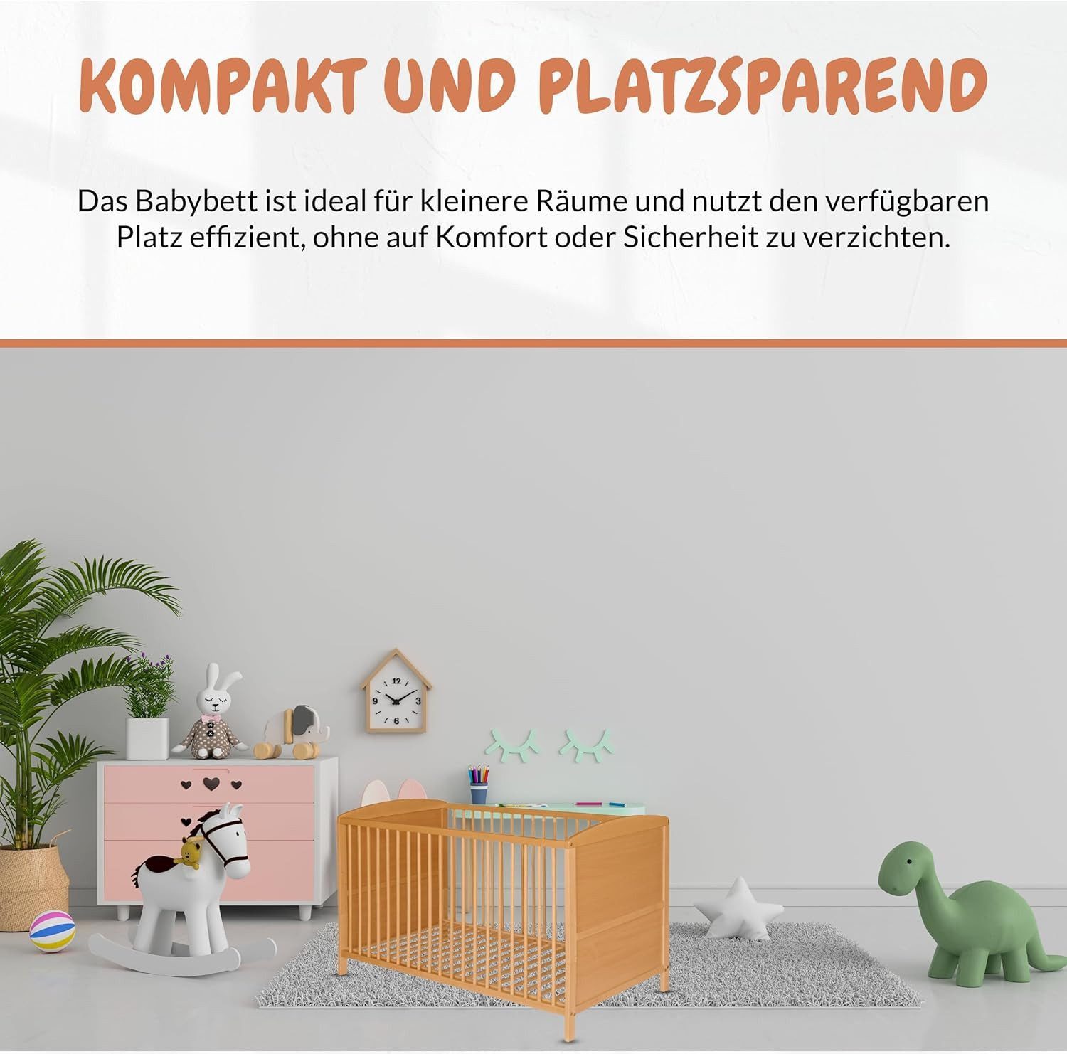 Best for Kids Babybett Best For Kids Wandelbares Babybett – Mit oder Ohne Matratze, Buche