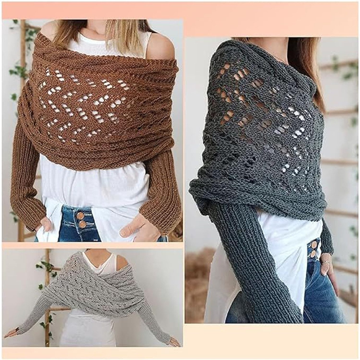 autolock Strickponcho Multifunktionaler Schal mit Ärmeln,Gestrickter Zopf-W günstig online kaufen