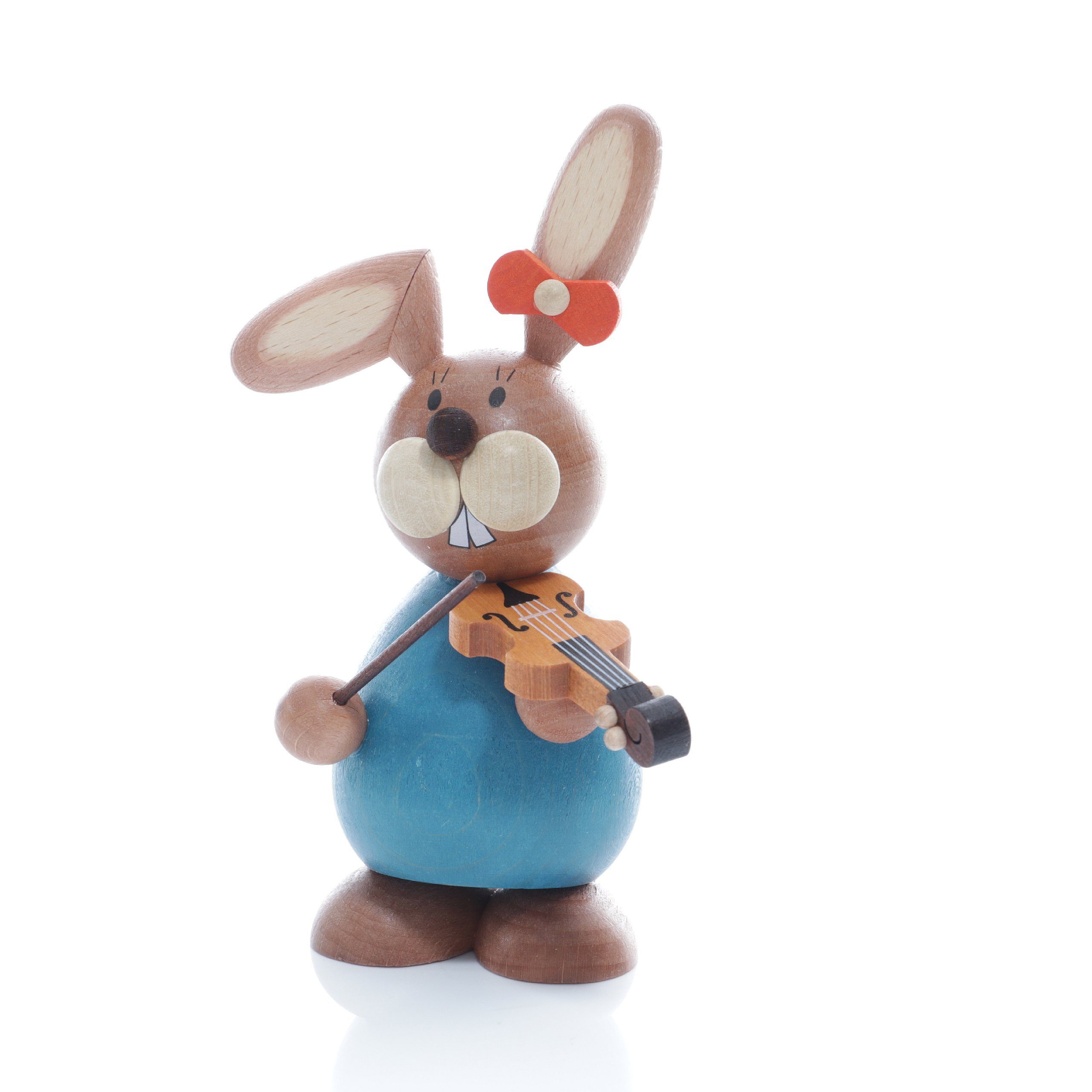 Ullrich Kunsthandwerk Osterhase Osterhäsin stehend mit Geige BxH 6x12cm NEU