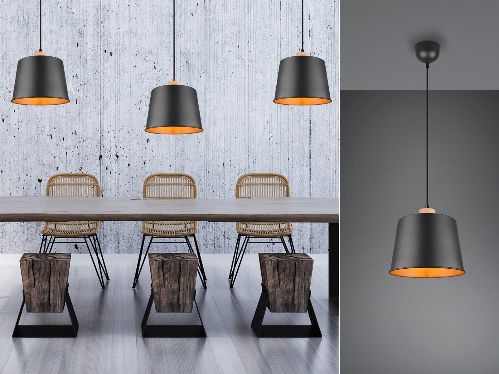 meineWunschleuchte LED Pendelleuchte, Holz einflammig, EsstischLampe