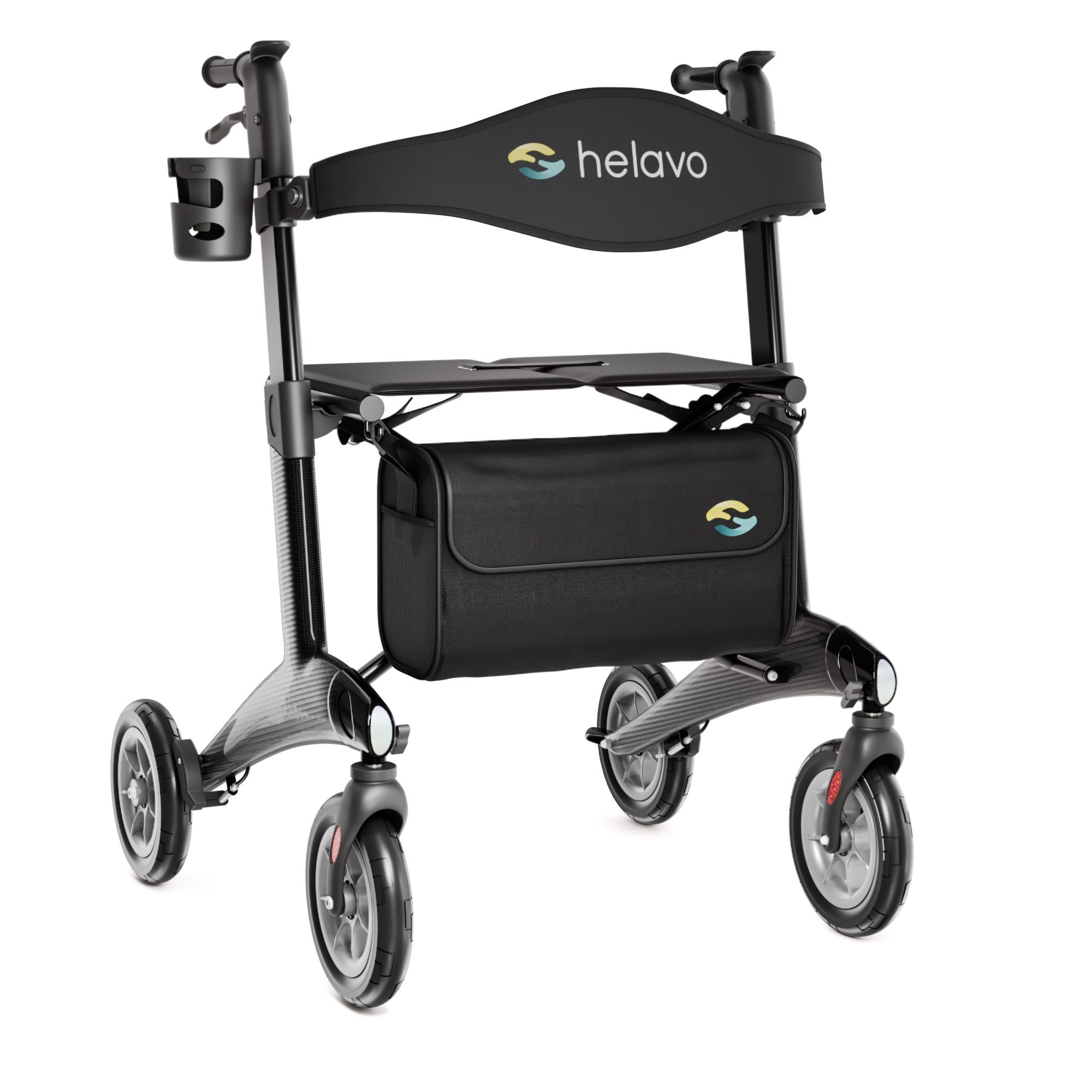 Helavo Rollator H1210, Ultraleichter faltbar Carbon Rollator aus Kohlefaser für Innen & Außen