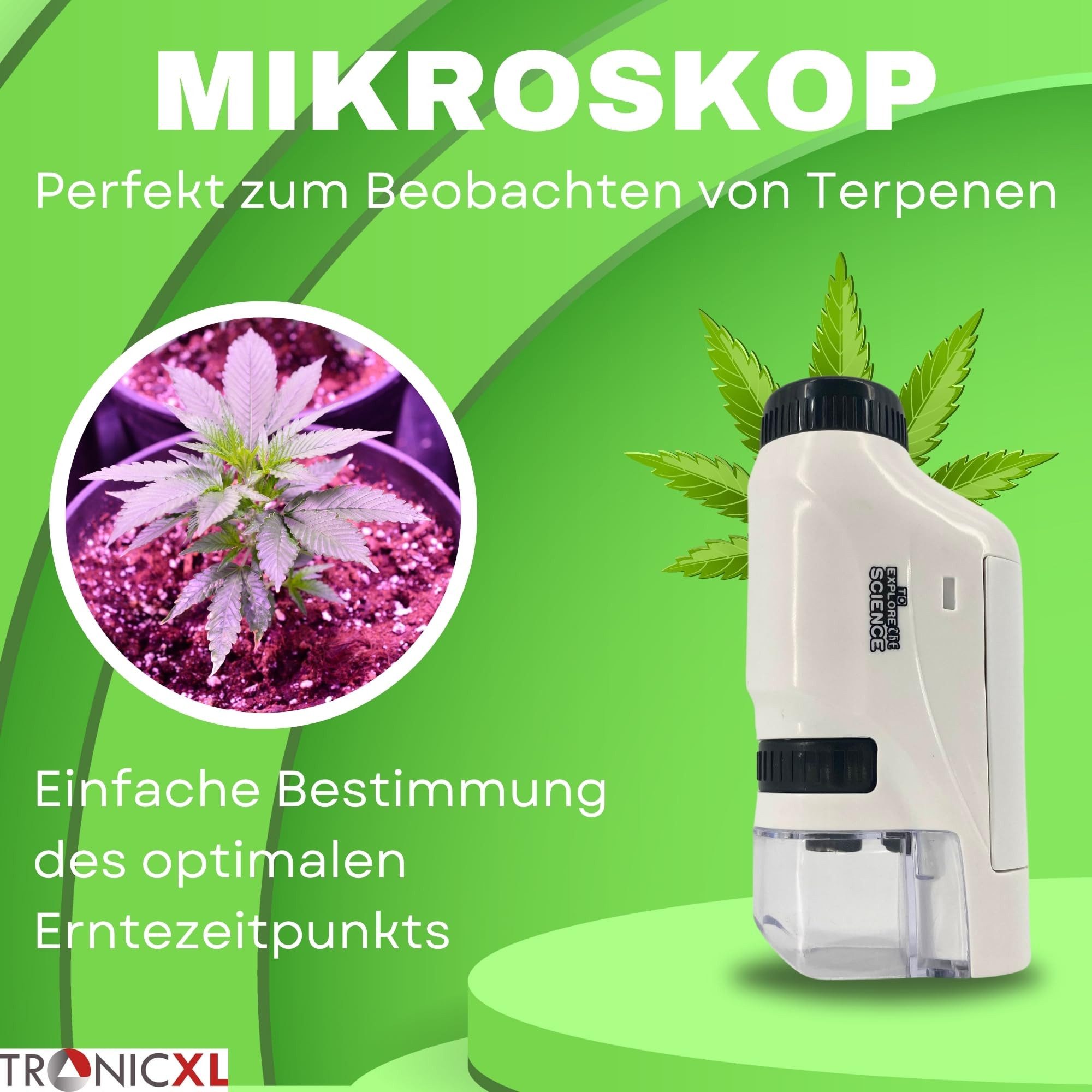 TronicXL Taschenmikroskop Lupe Mikroskop für Trichome Ernte Zubehör für Growbox Taschenmikroskop