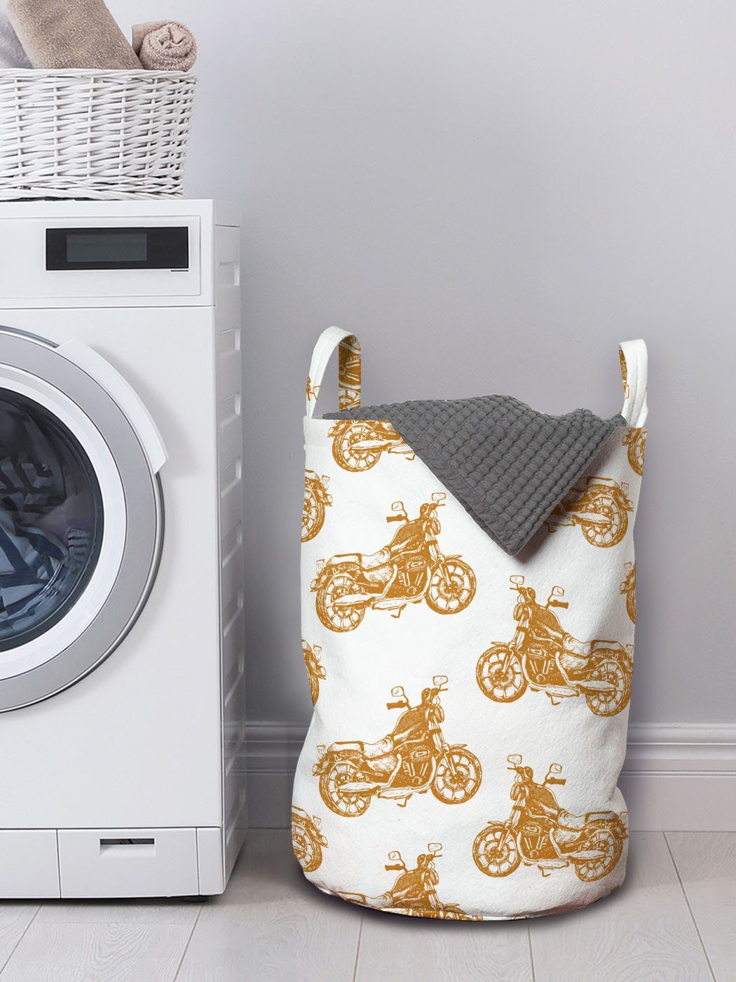 Wäschesäckchen mit Wäschekorb Waschsalons, Abakuhaus Griffen Motorrad Choppers Flüchtiger Kordelzugverschluss für