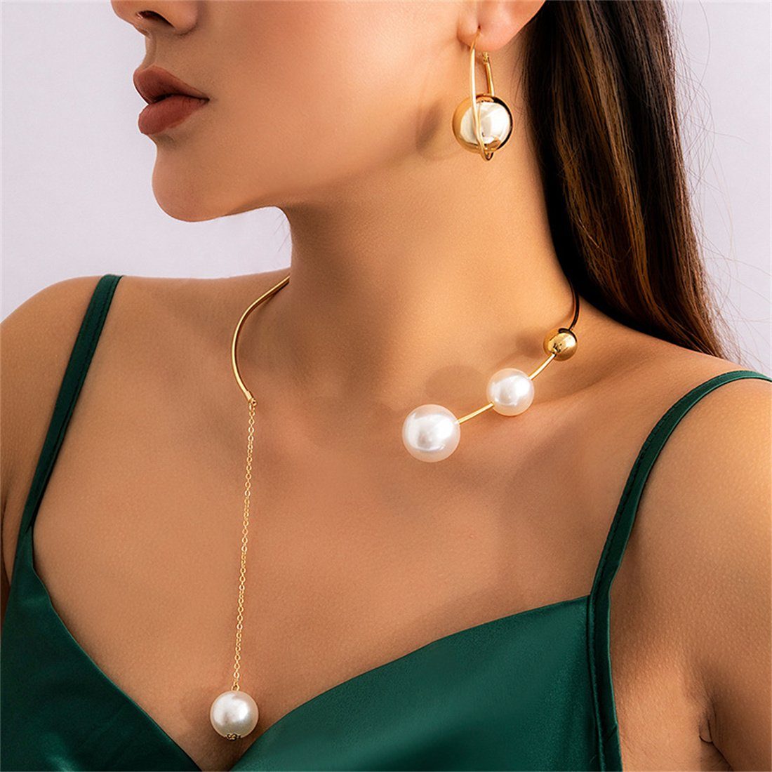Frauen Geschenk geometrische Charm-Kette Perlenkette (1-tlg) personalisierte für DAYUT Einfache