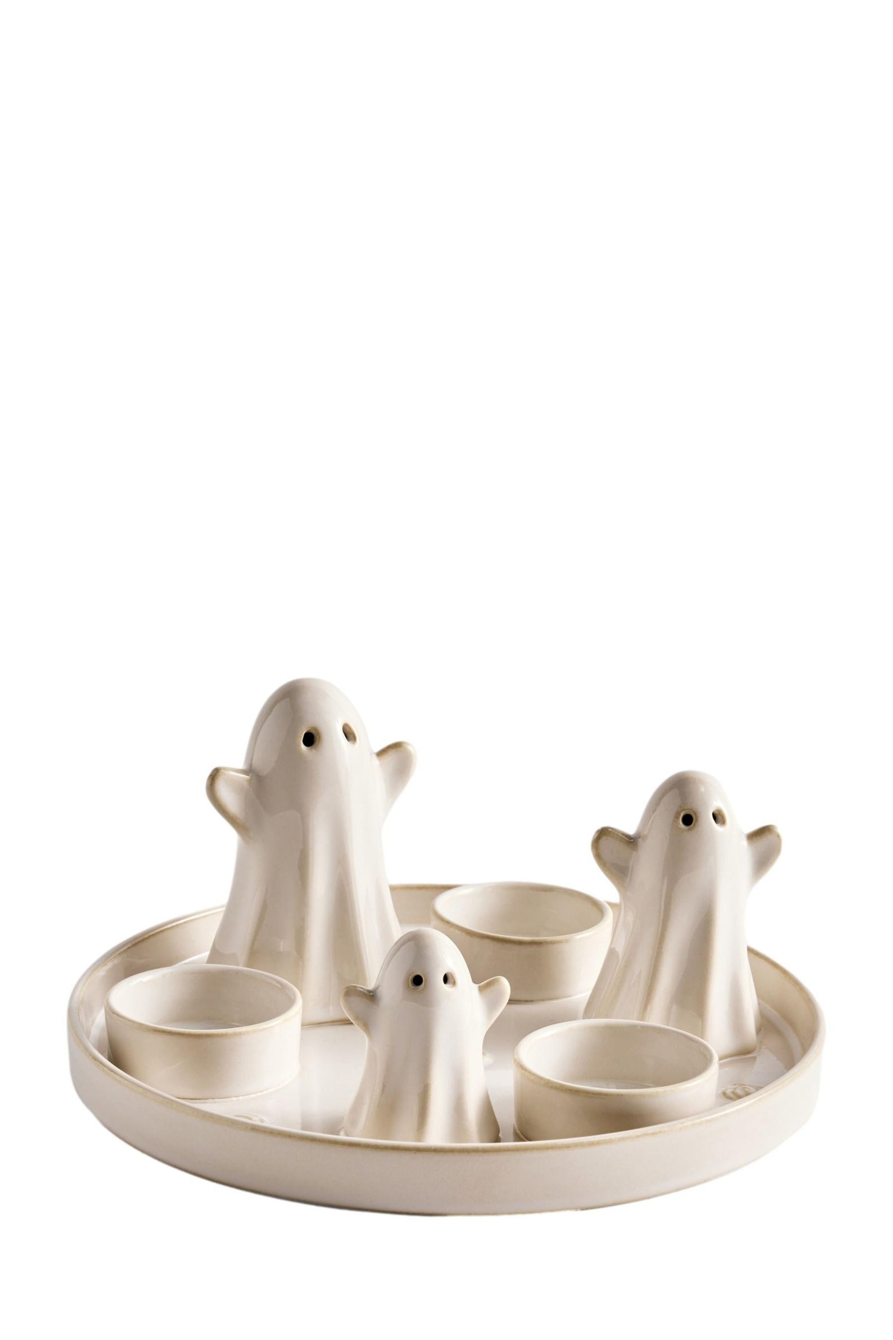 Next Teelichthalter Teelicht-Dekoteller aus Keramik, Halloween-Geister
