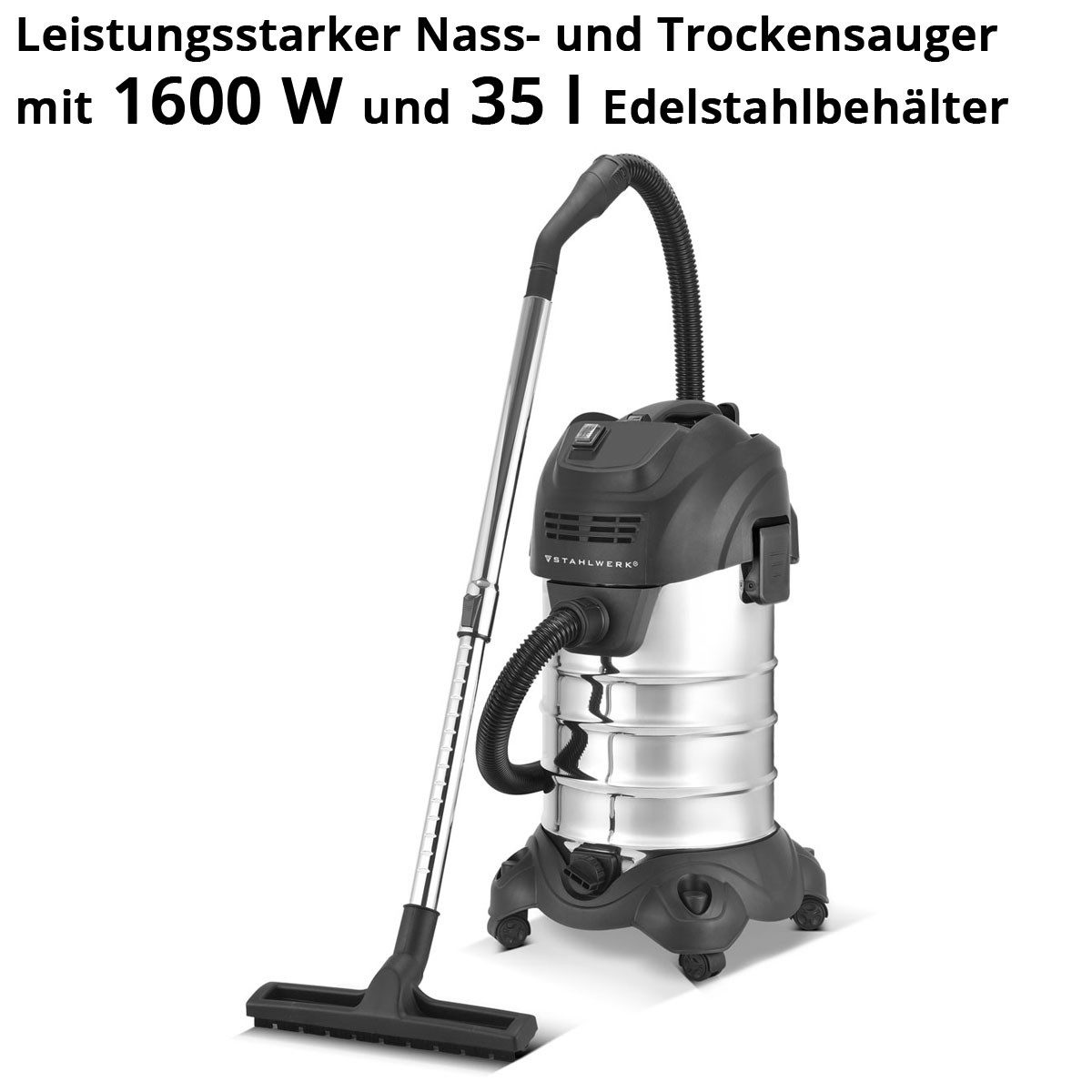 STAHLWERK Industriesauger 1600 W Nass- und Trockensauger VCL-1600 ST Industriesauger mit 35 L
