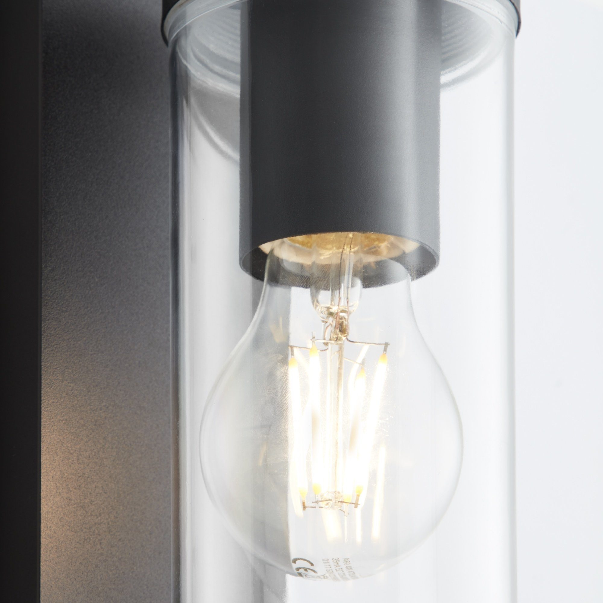 Lightbox Außen-Wandleuchte, 9 schwarz 12 x hängend, Haustürbeleuchtung, ohne IP44, 31 cm, matt Leuchtmittel, E27, x
