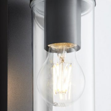 Lightbox Außen-Wandleuchte, ohne Leuchtmittel, hängend, Haustürbeleuchtung, 31 x 9 x 12 cm, E27, IP44, matt schwarz