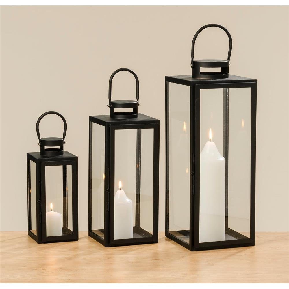 BOLTZE Kerzenlaterne Arana, 3er Set, Schwarz, aus Metall, Skandinavisches D günstig online kaufen