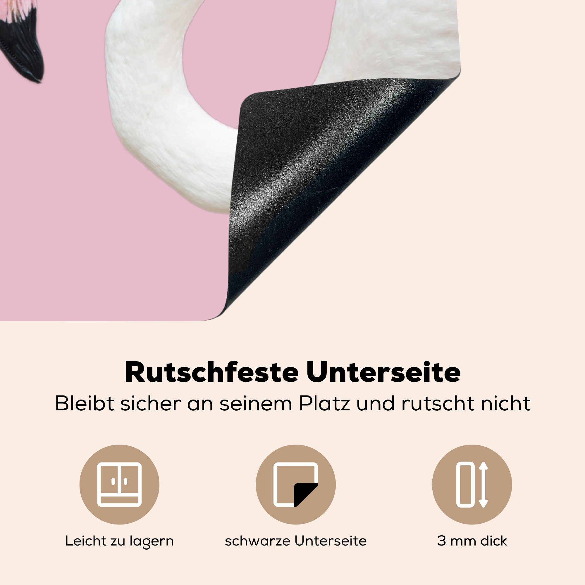 Flamingo - - tlg), (1 die Tiere MuchoWow Papagei Schutz Ceranfeldabdeckung Induktionskochfeld Abstrakt, - küche, 81x52 Vinyl, Herdblende-/Abdeckplatte für cm,