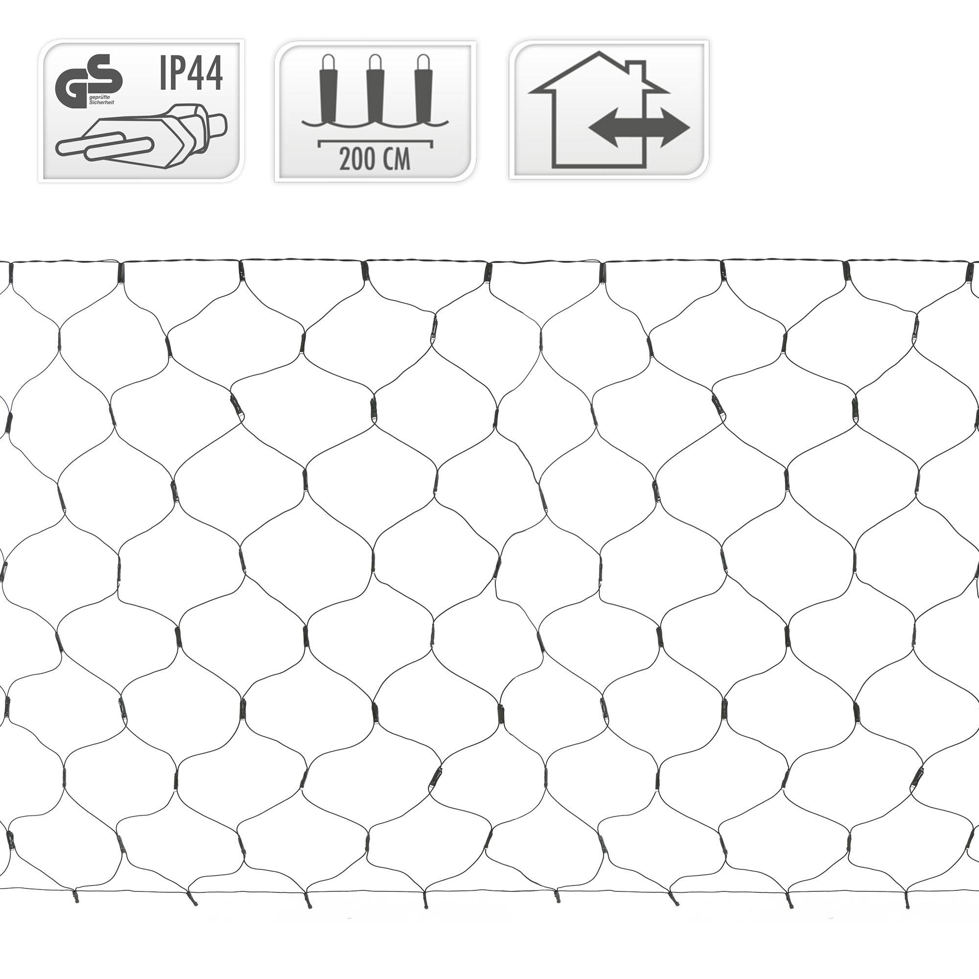 LED kaltweiß 160 LED Lichtervorhang 2m ECD LED-Lichternetz Germany