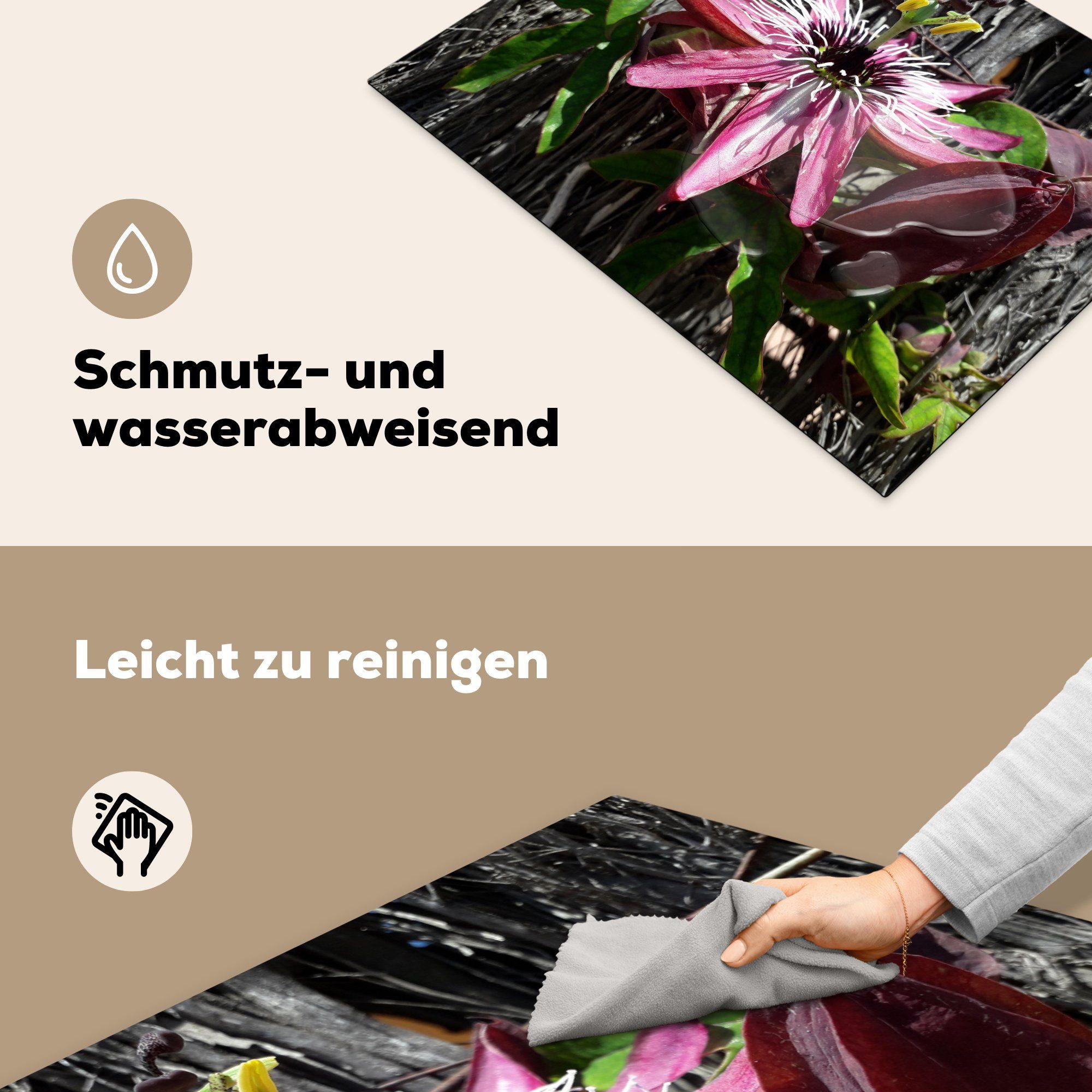 küche, 71x52 MuchoWow Schutz wächst die Induktionskochfeld Baum, für Vinyl, cm, Passionsblume tlg), einem Ceranfeldabdeckung (1 Herdblende-/Abdeckplatte auf