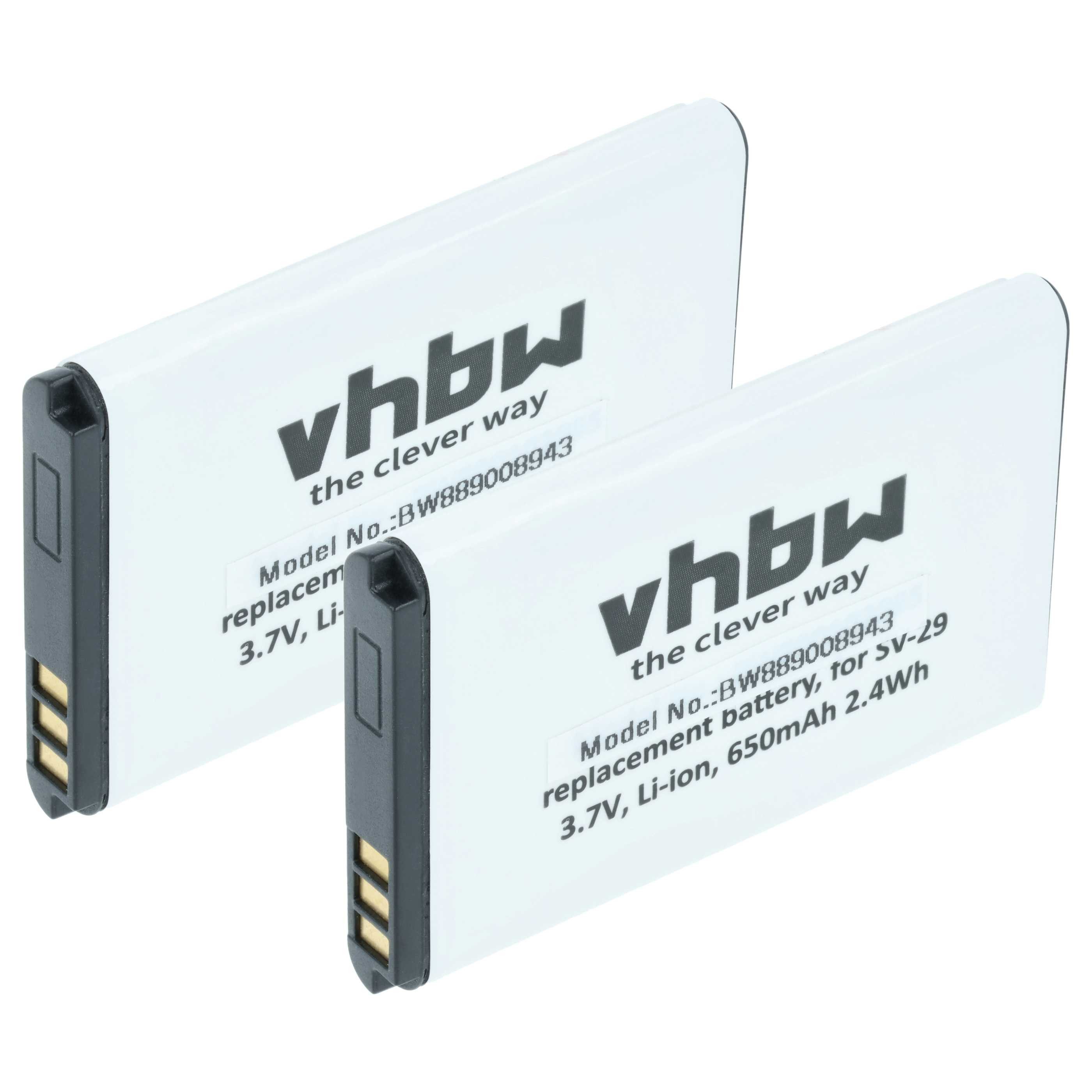 vhbw Akku Ersatz für MMDR 12, MP-S-A1, RCB215, BS-16, A051 für Babyphone Smartphone-Akku Akku Li-Ion 650 mAh (3,7 V, 2 St), Leistungsfähige Austausch-Akkus für Telefon, Smartphone