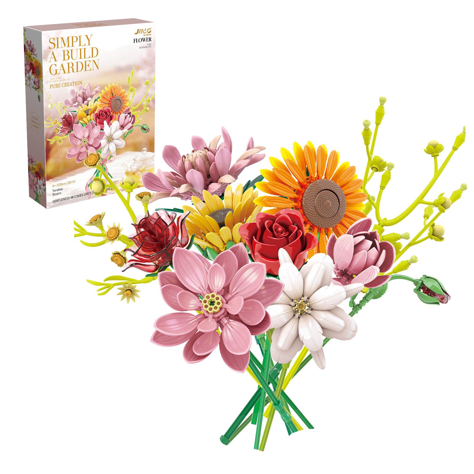 Esun Blumensträuße Bausteine Blume Set, Blumen und Pflanzen Serie 520 St. Spielbausteine, (Set, 520 St., Komplettset), Home Deko Flower Muttertag Geburtstag Valentinstag