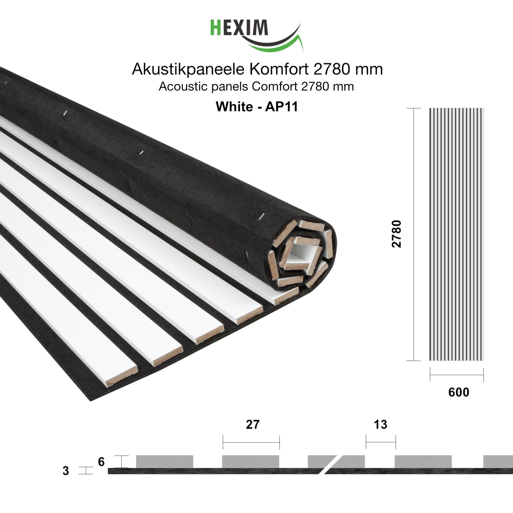 Hexim Wanddekoobjekt AP11 (Akustikpaneele 278x60cm - günstig online kaufen