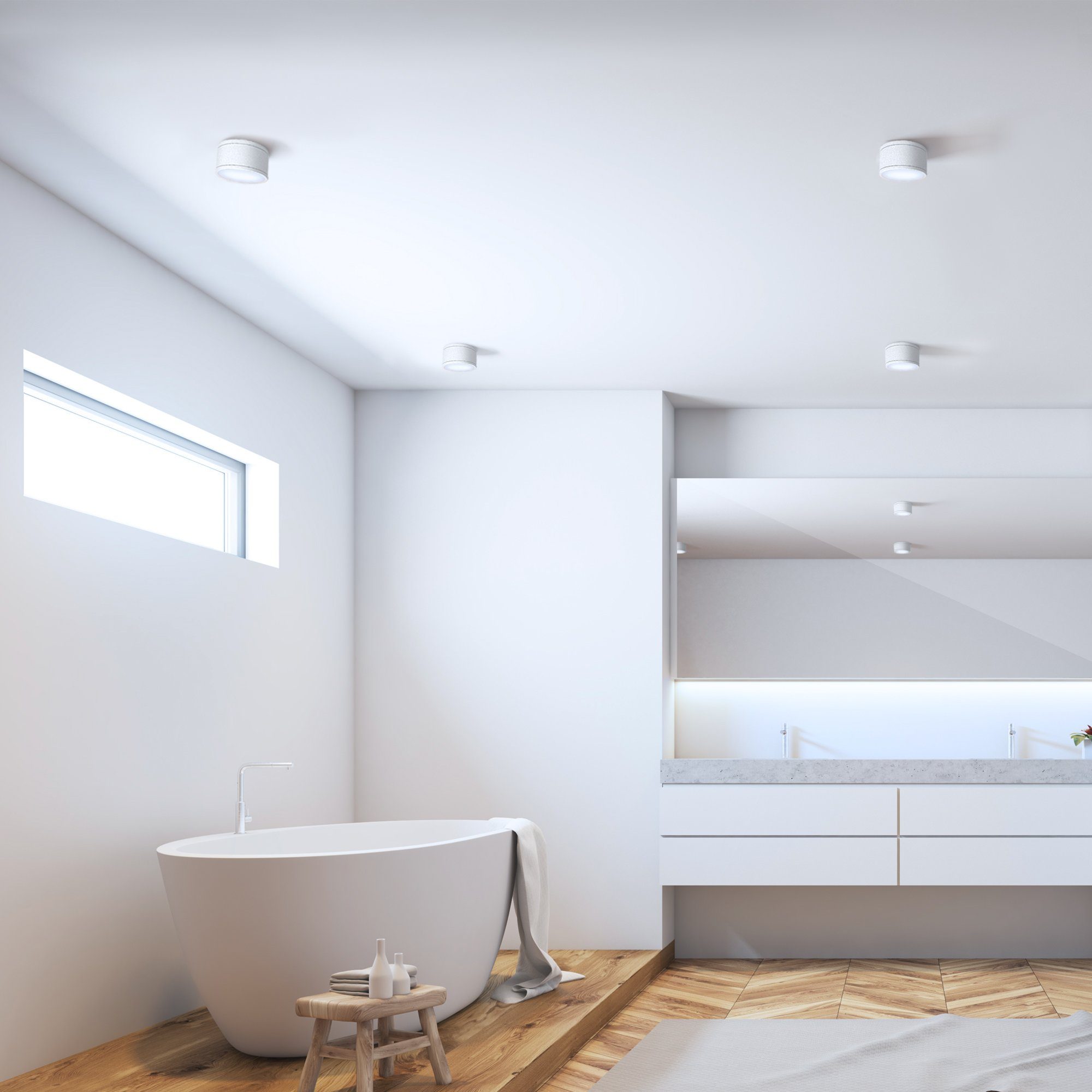 SSC-LUXon LED Außen-Deckenleuchte CELI-WX Aufbauspot flach weiss fuer Bad, günstig online kaufen