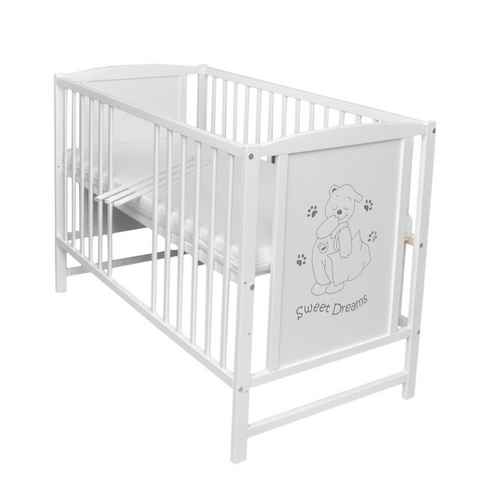 Dedstore-Baby Kinderbett Babybett mit Schaumstoff Matratze 120x60 cm Höhenverstellbar Bett (Bett und Matratze), Komplett Set