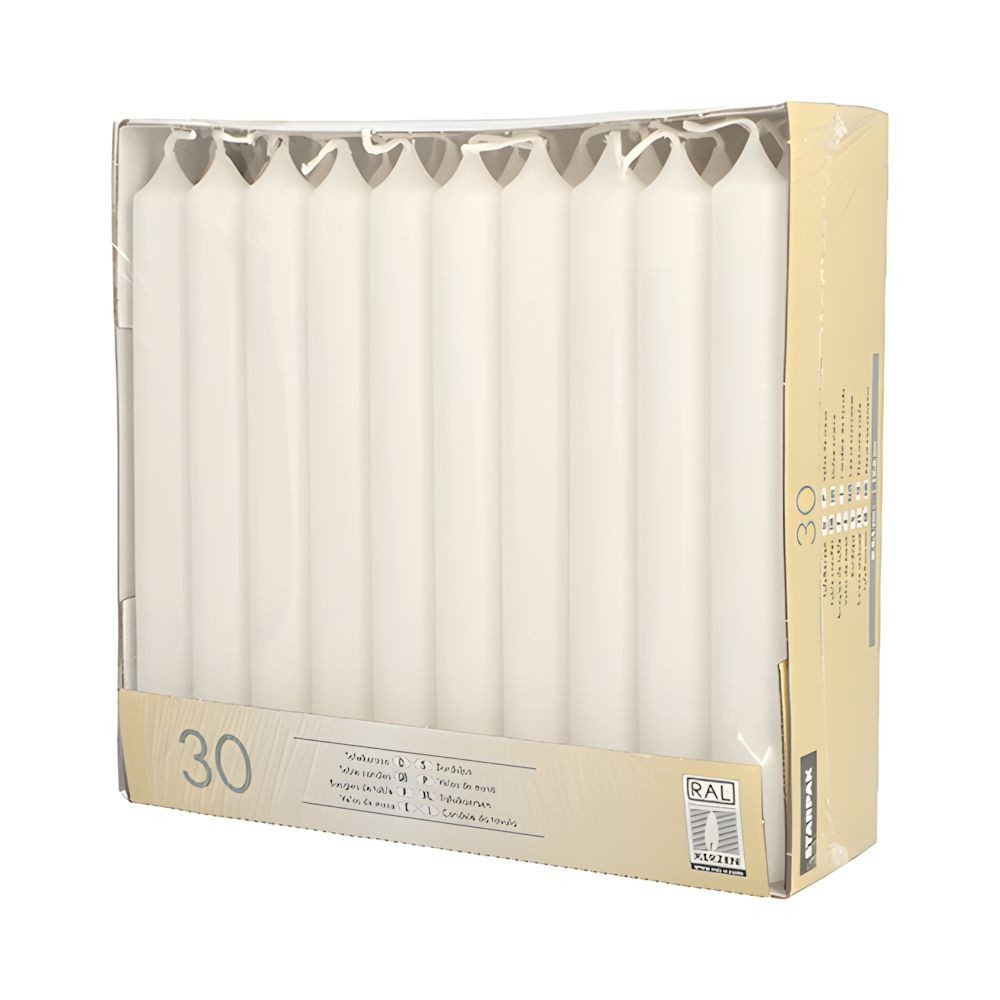PAPSTAR Tafelkerze Tafelkerzen Ø 2,1 cm, 19,6 cm weiss 30 Stk – Bild 3 von 3