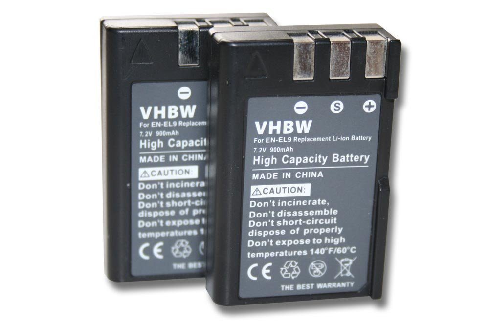 vhbw kompatibel (7,2 V) 900 D3000, D40, Kamera-Akku mAh D40x, Li-Ion D60 mit Nikon D5000