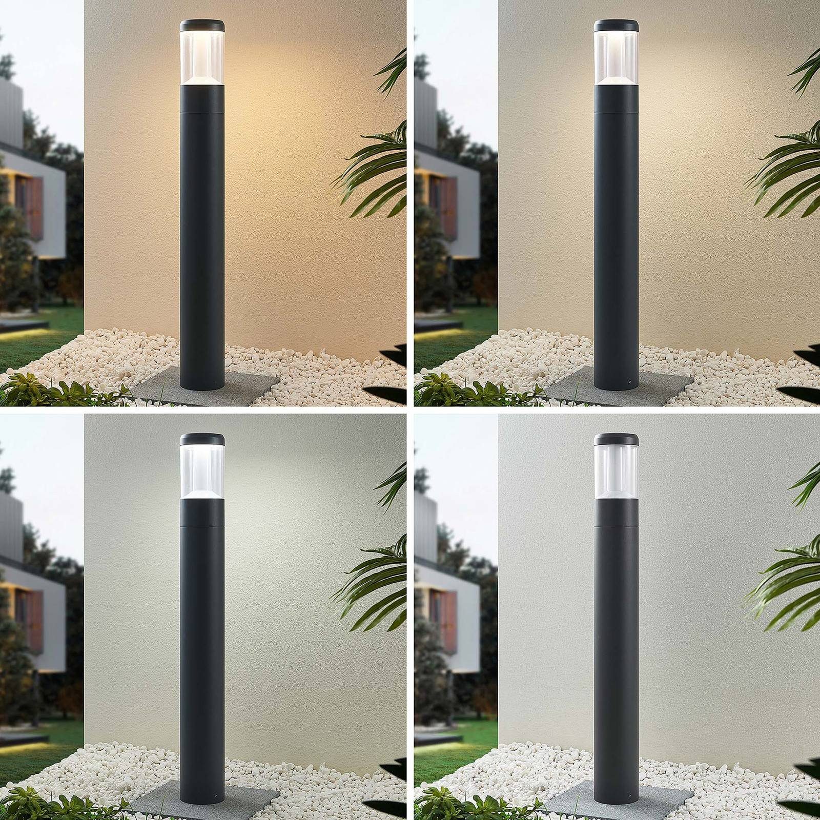 verbaut, Modern, fest Dakari, Farbwechsel inkl. dimmbar, dunkelgrau, Aluminium, warmweiß / 1 Pollerleuchte LED-Leuchtmittel Arcchio Kunststoff, flammig, LED tageslicht,